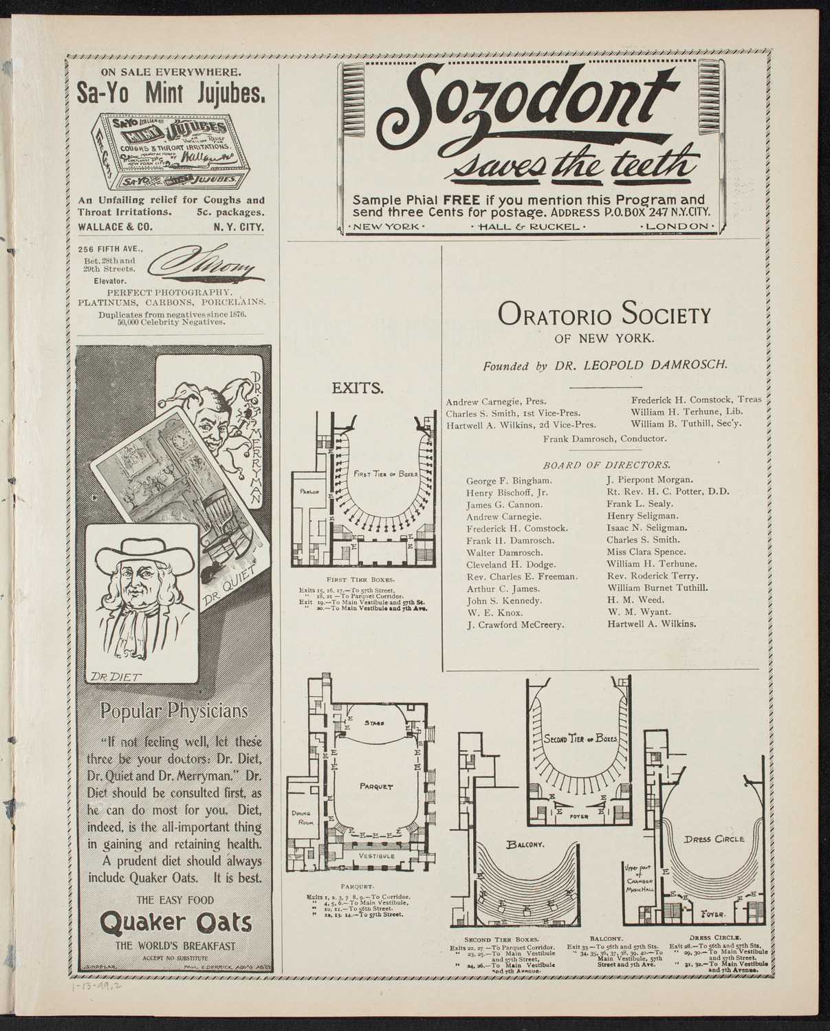 New York Philharmonic, January 13, 1899, program page 3