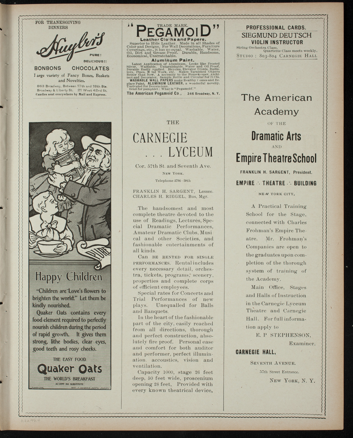 Students of the Virgil Piano School, November 22, 1898, program page 7