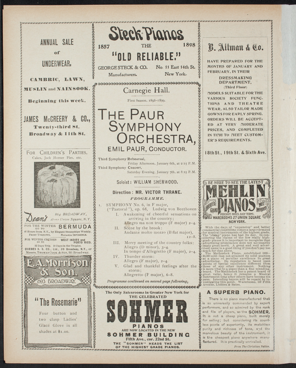 Paur Symphony Orchestra, January 6, 1899, program page 4