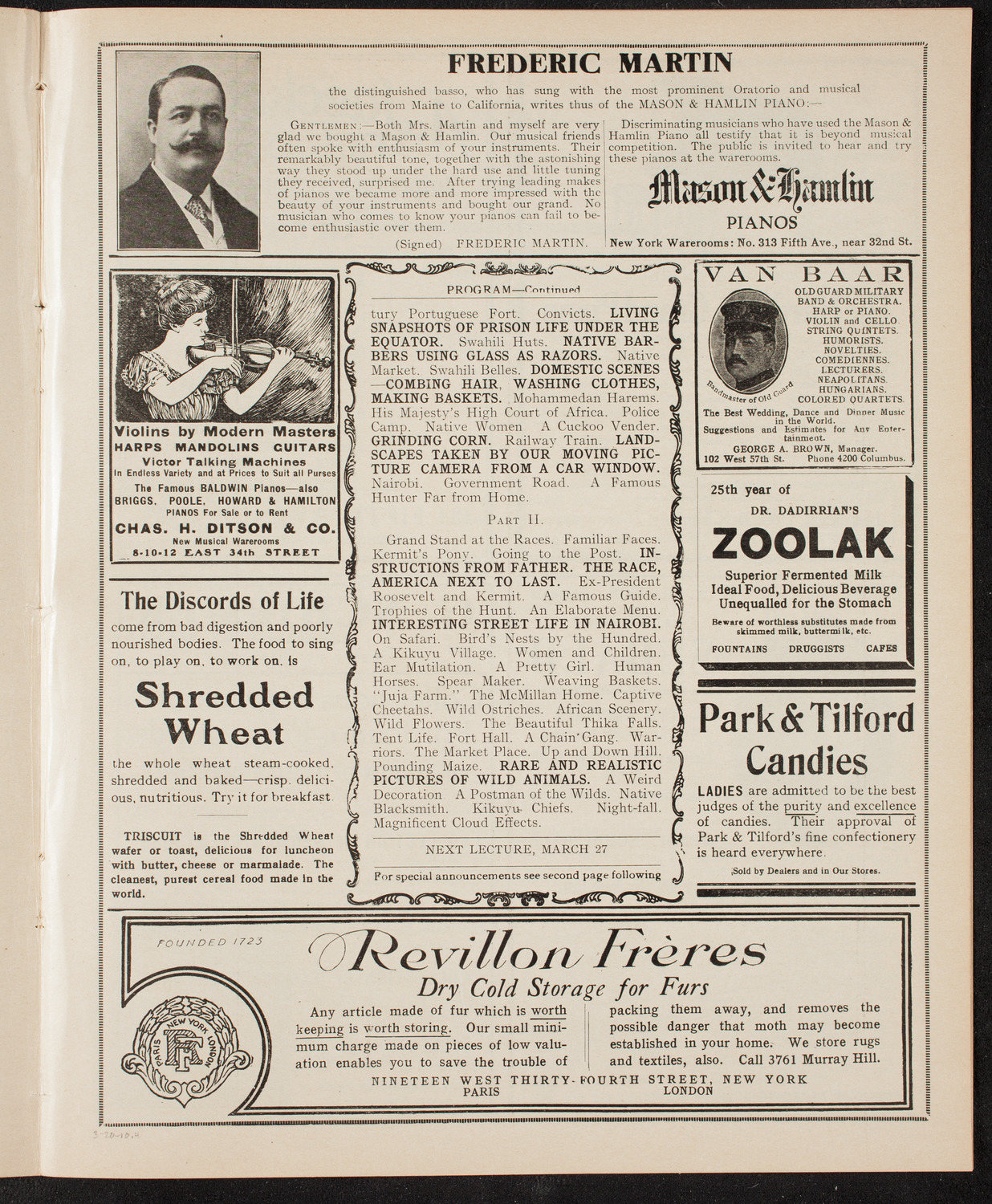 Newman's Illustrated Talks on Travel Topics, March 20, 1910, program page 7