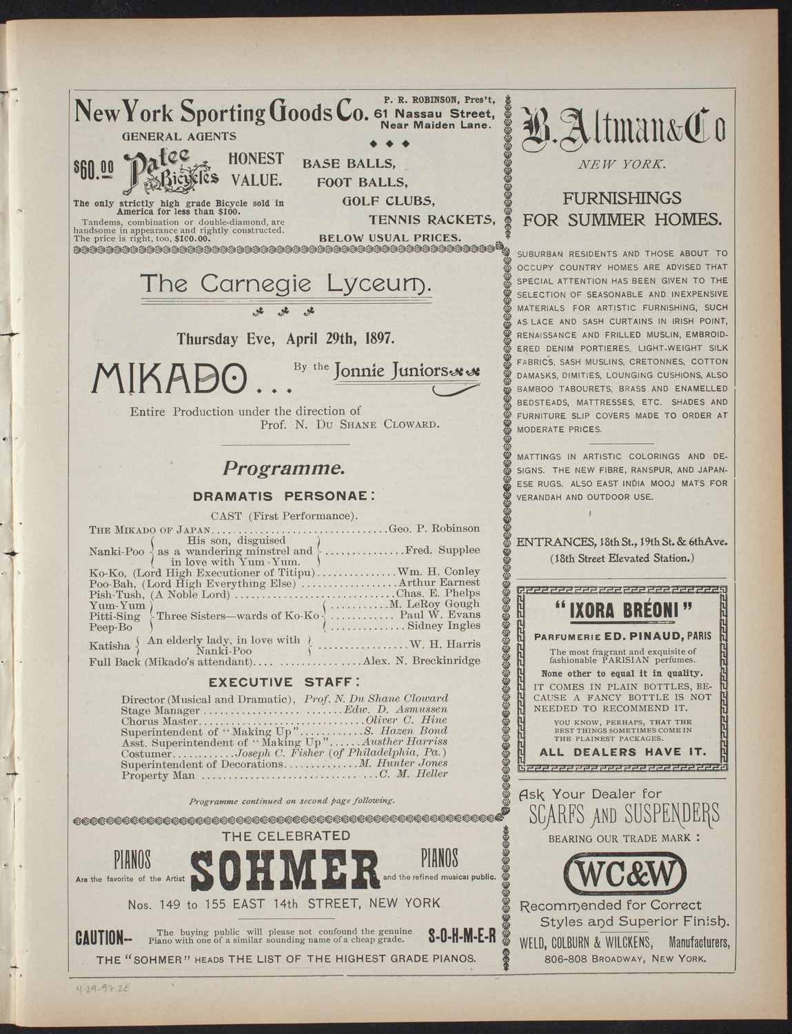 Jonnie Juniors (Washington Mask and Wig Club), April 29, 1897, program page 3