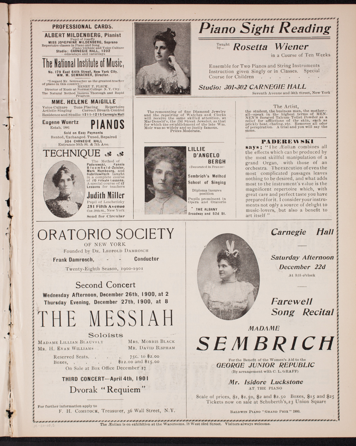 Musical Art Society of New York, December 20, 1900, program page 3