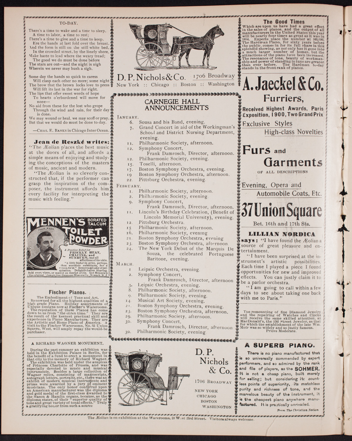 Sousa and His Band, January 5, 1901, program page 2