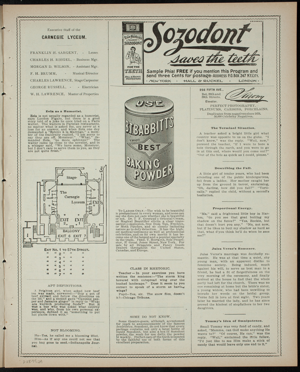 Columbia University Musical Society, February 28, 1899, program page 3