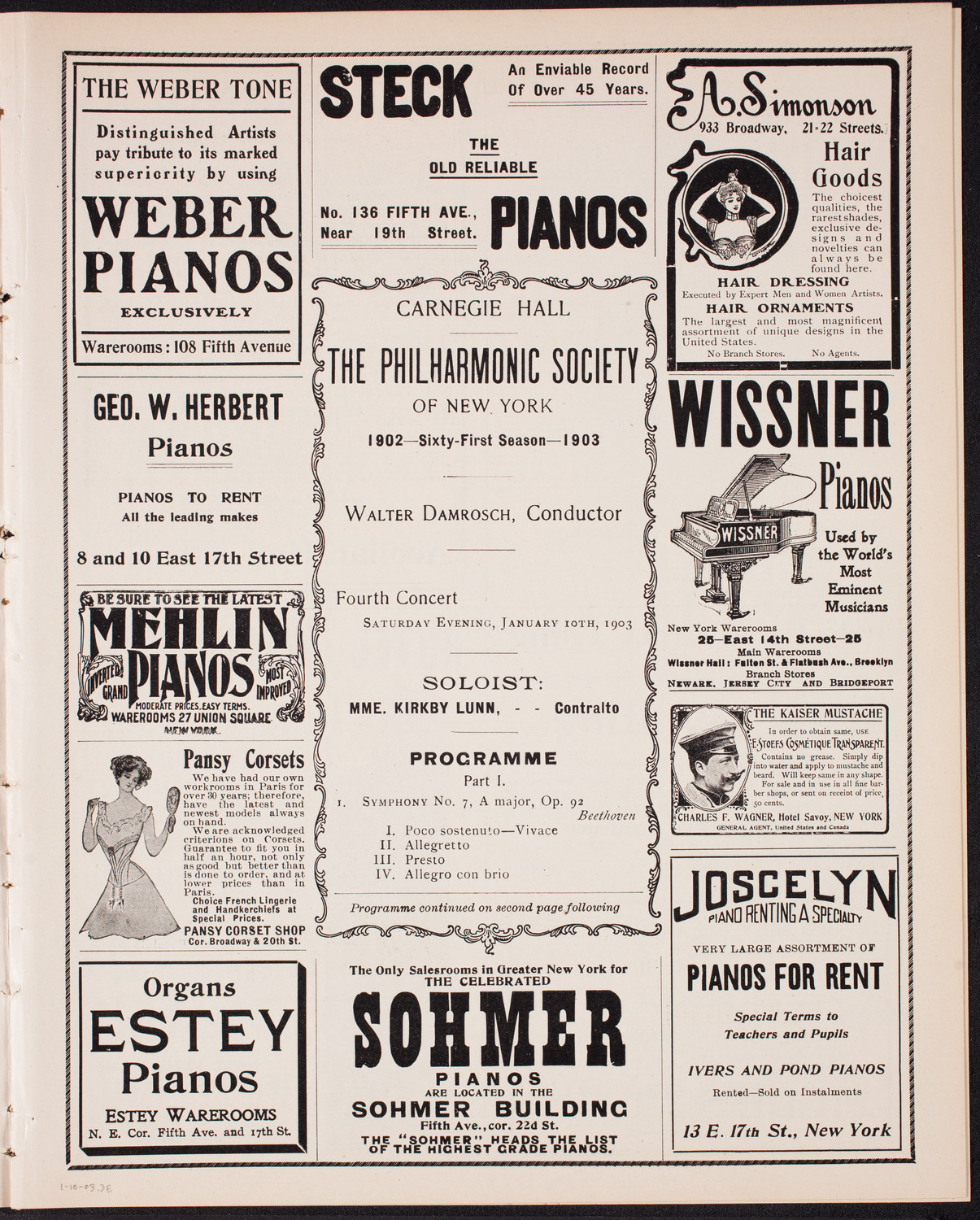New York Philharmonic, January 10, 1903, program page 5