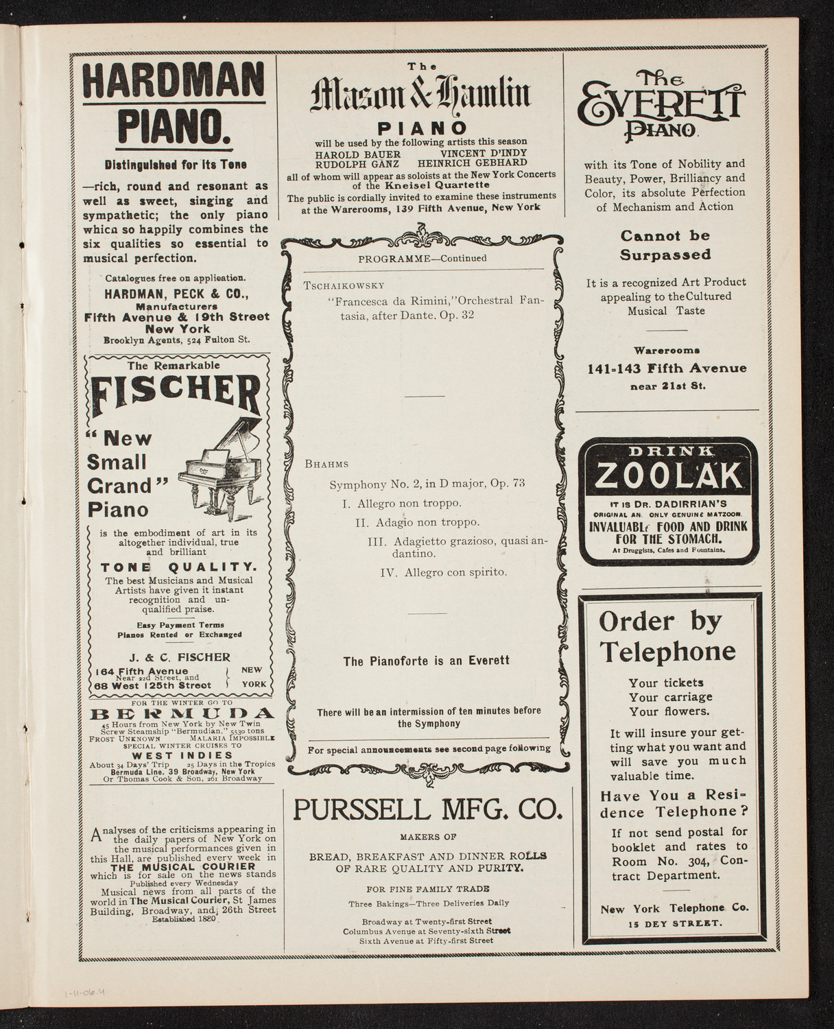 Boston Symphony Orchestra, January 11, 1906, program page 7