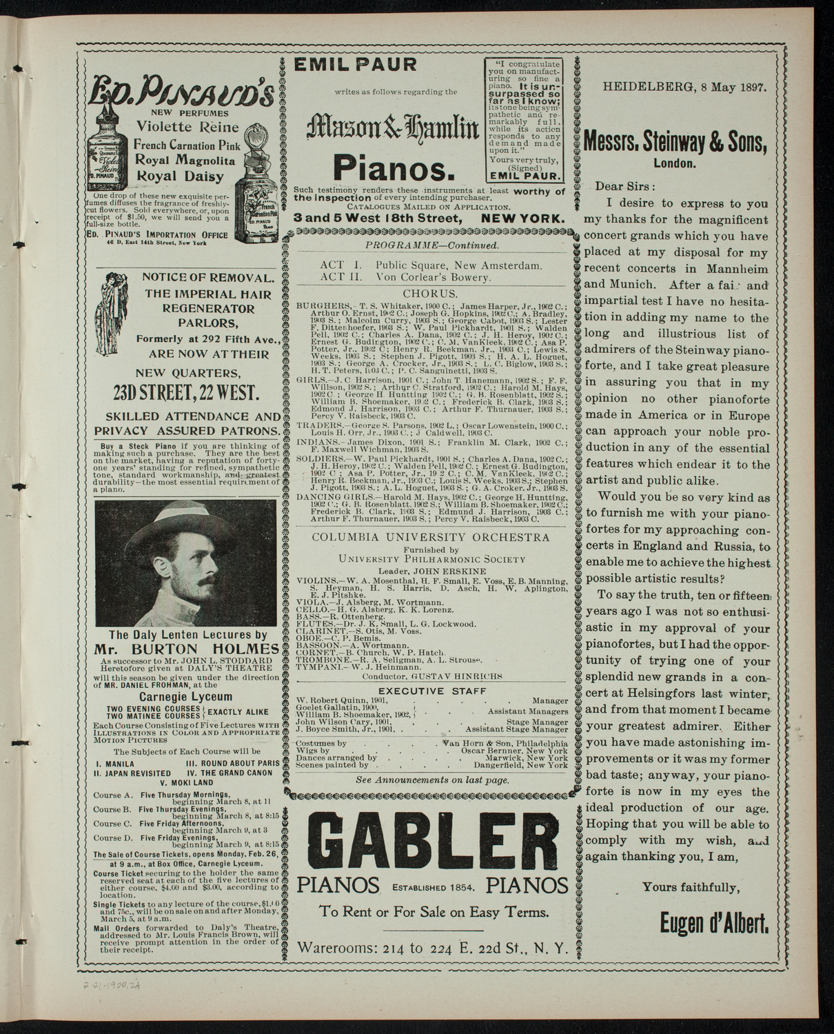 Columbia University Musical Society, February 21, 1900, program page 3