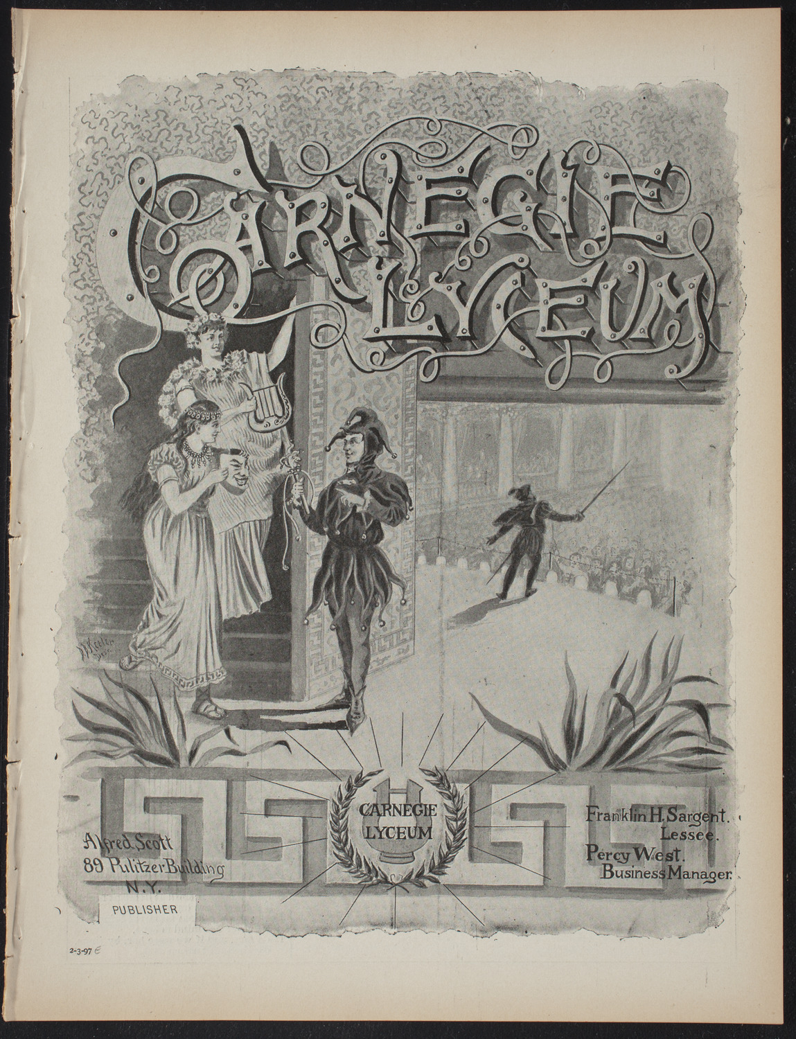 Marion: A Play in Five Acts, February 3, 1897, program page 1