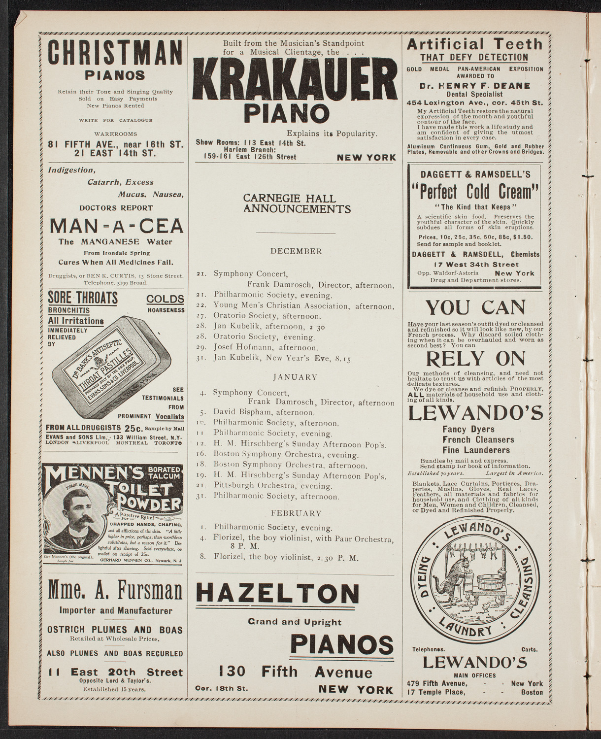 New York Philharmonic, December 20, 1901, program page 2