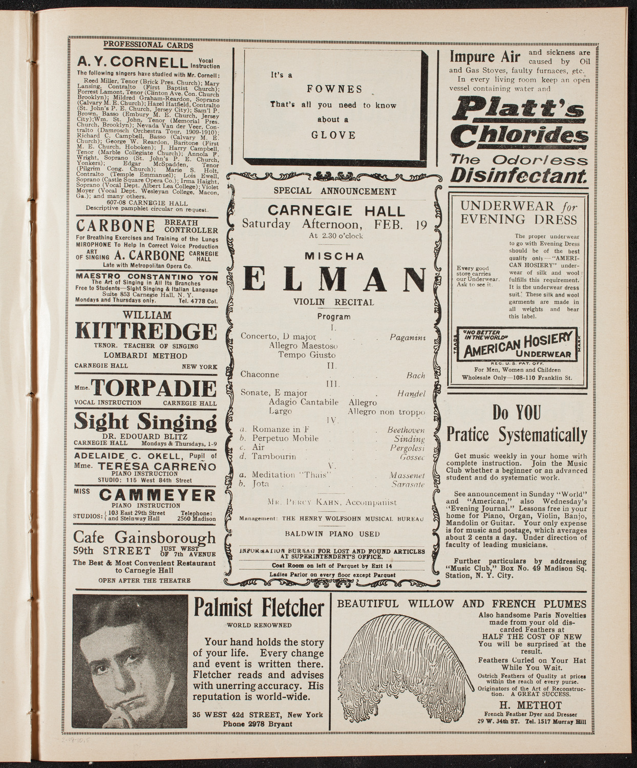 New York Philharmonic, February 18, 1910, program page 9
