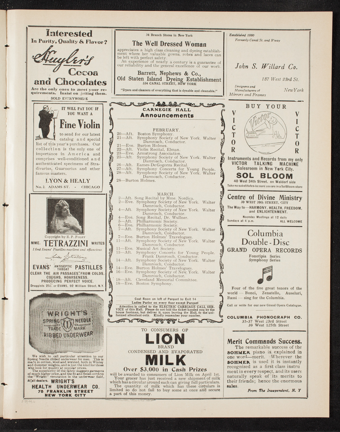 People's Symphony Concert, February 19, 1909, program page 3
