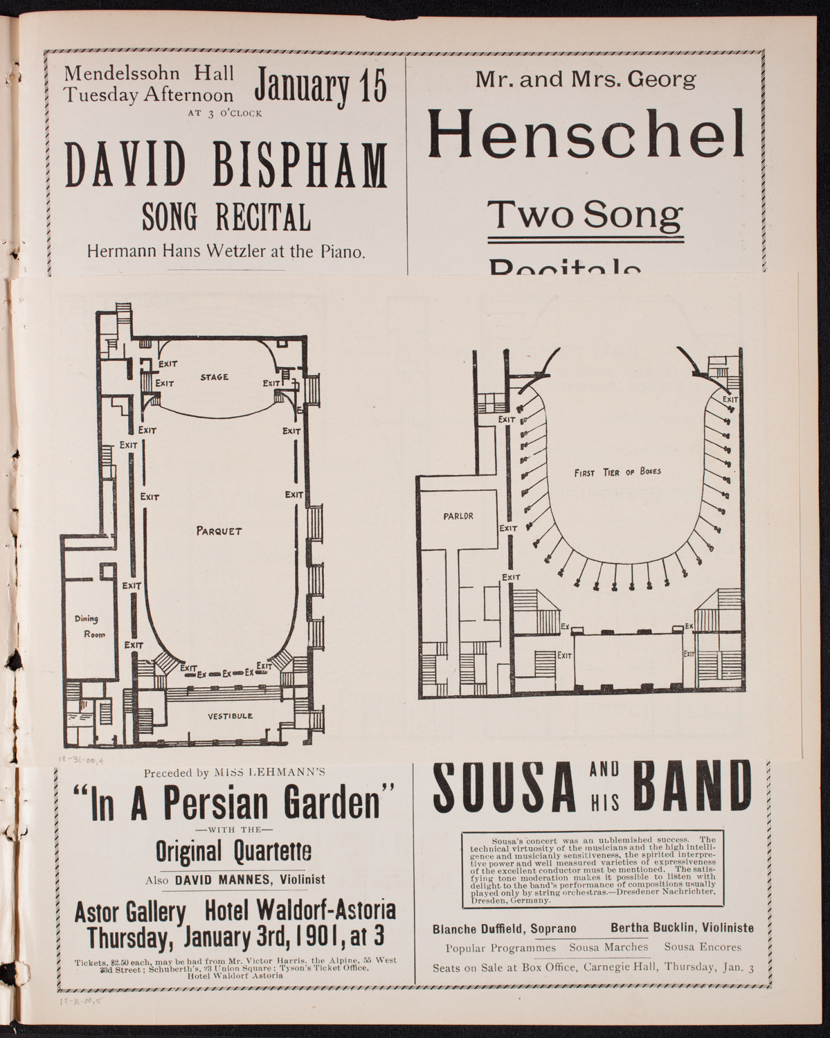 Marcella Sembrich, Soprano, with Orchestra, December 31, 1900, program page 7