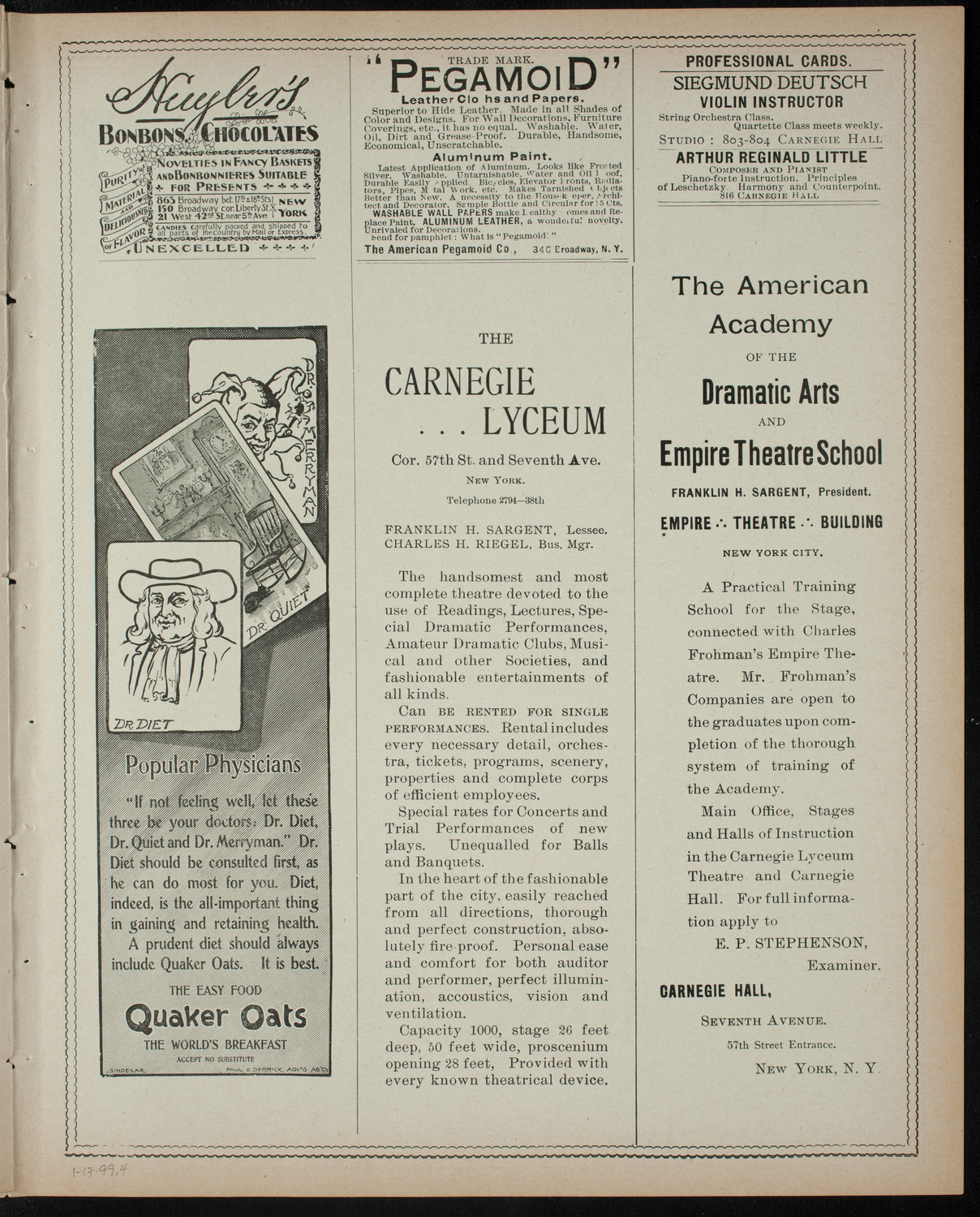 Townsend H. Fellows, January 19, 1899, program page 7