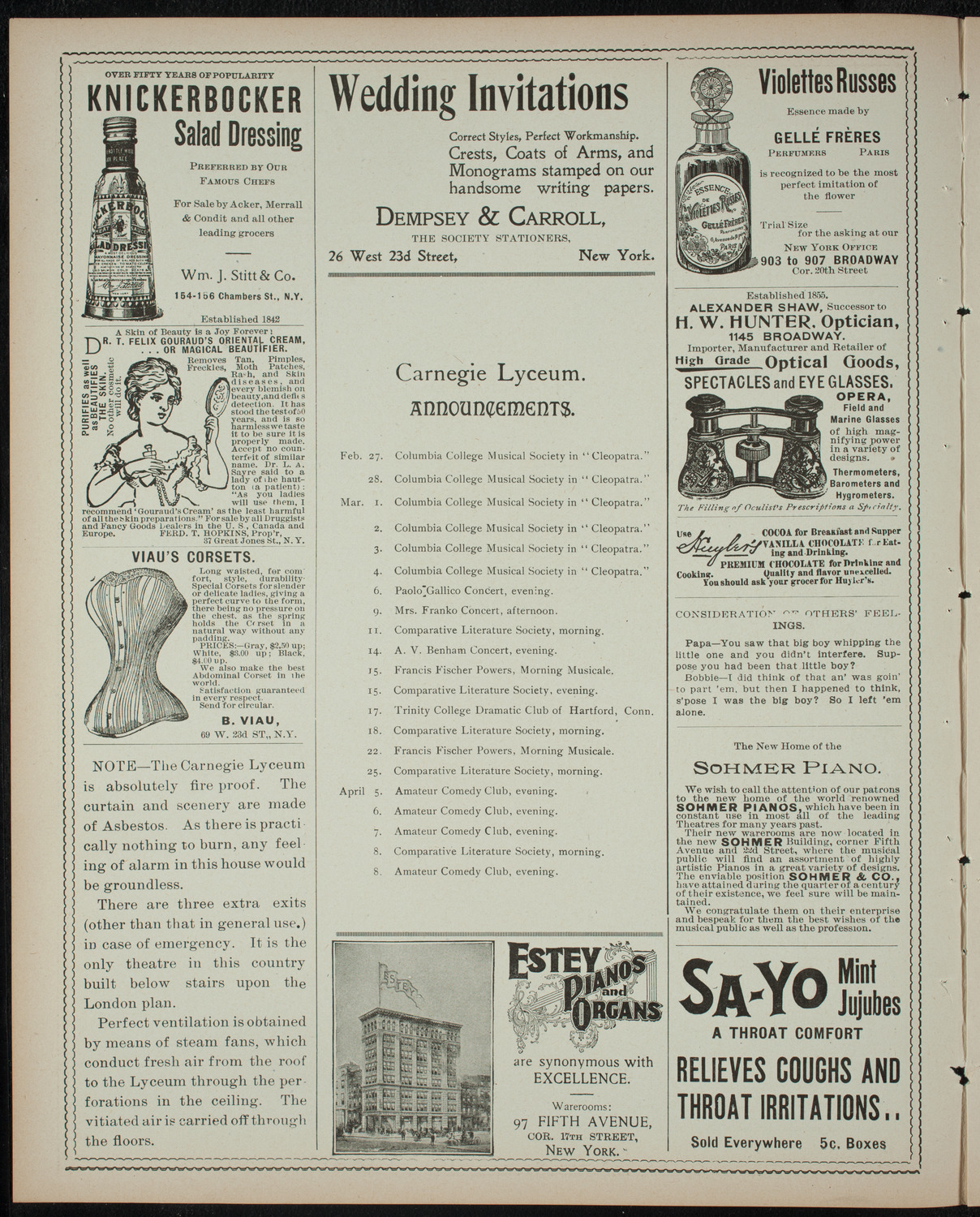 Benefit for the De Peyster Home for Invalid Children by The Merrymakers, February 25, 1899, program page 2