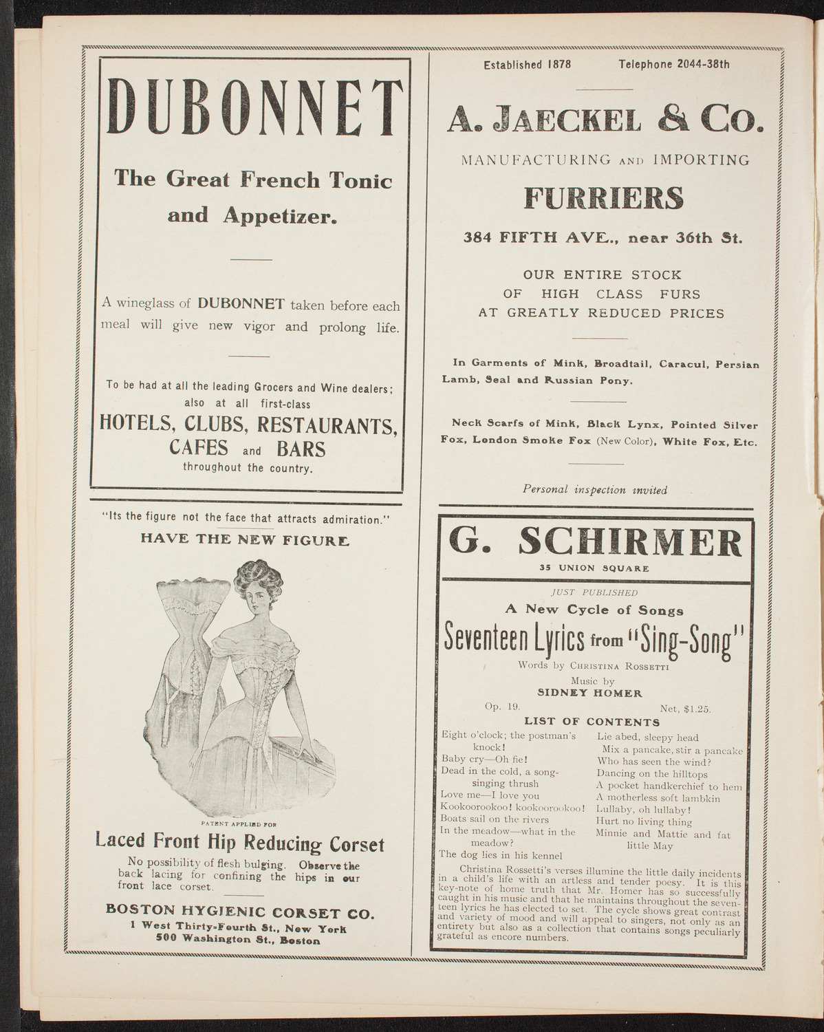 Cantors Association of New York, March 29, 1908, program page 8