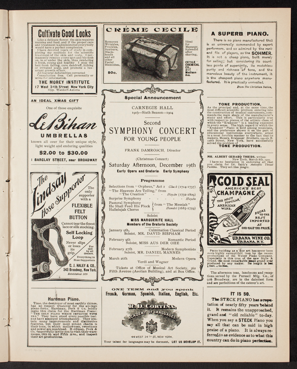 New York Symphony Orchestra, November 29, 1903, program page 9