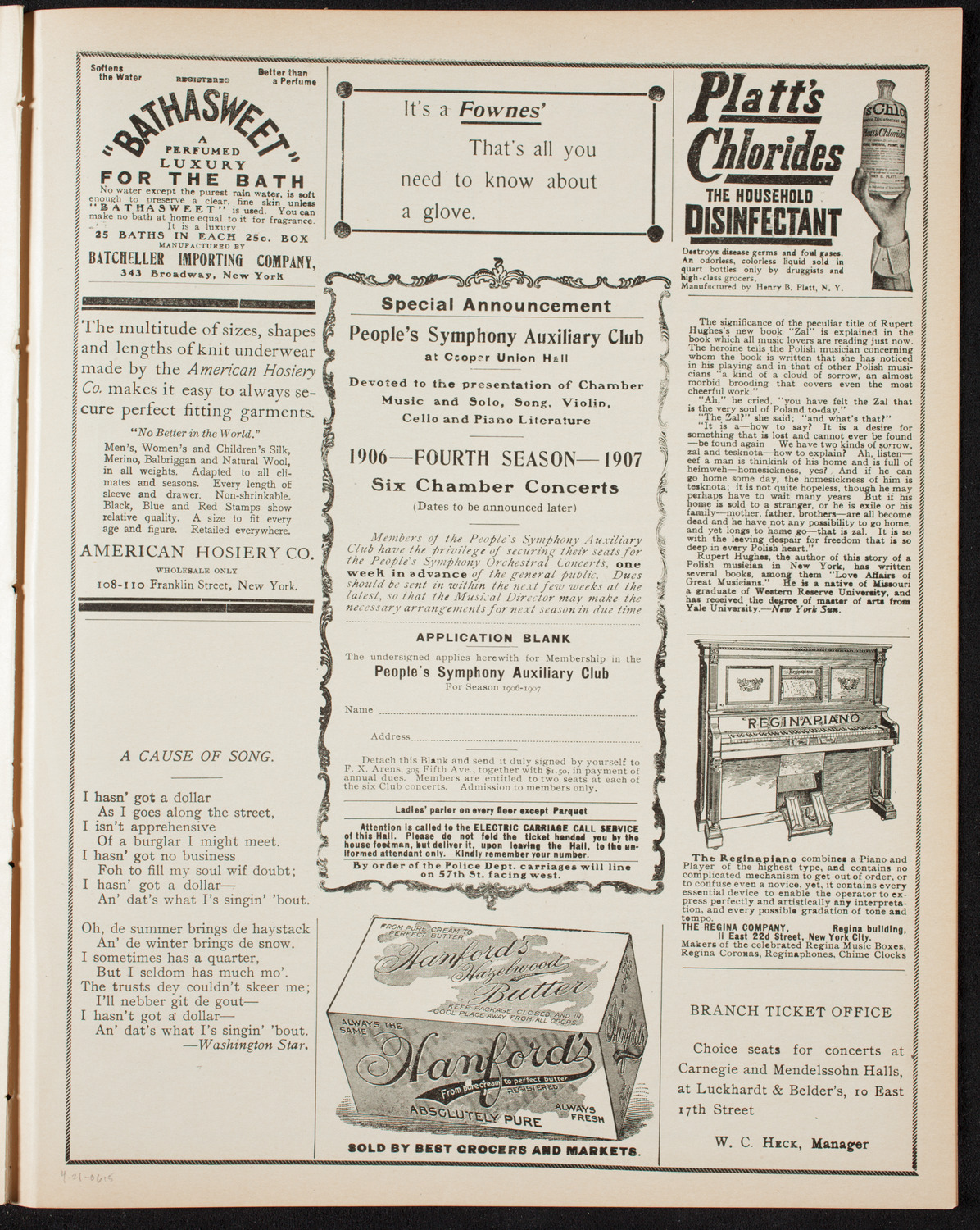People's Symphony Concert, April 21, 1906, program page 9