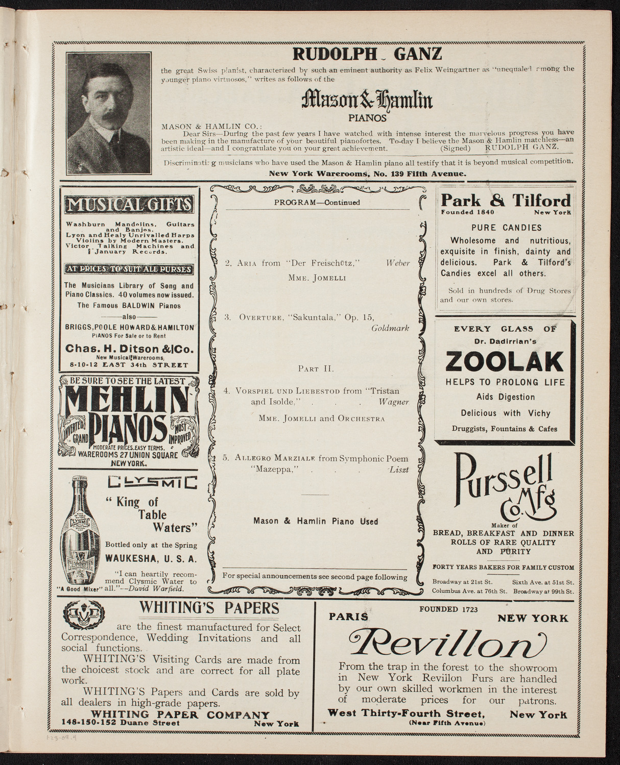 Volpe Symphony Society of New York, January 23, 1908, program page 7