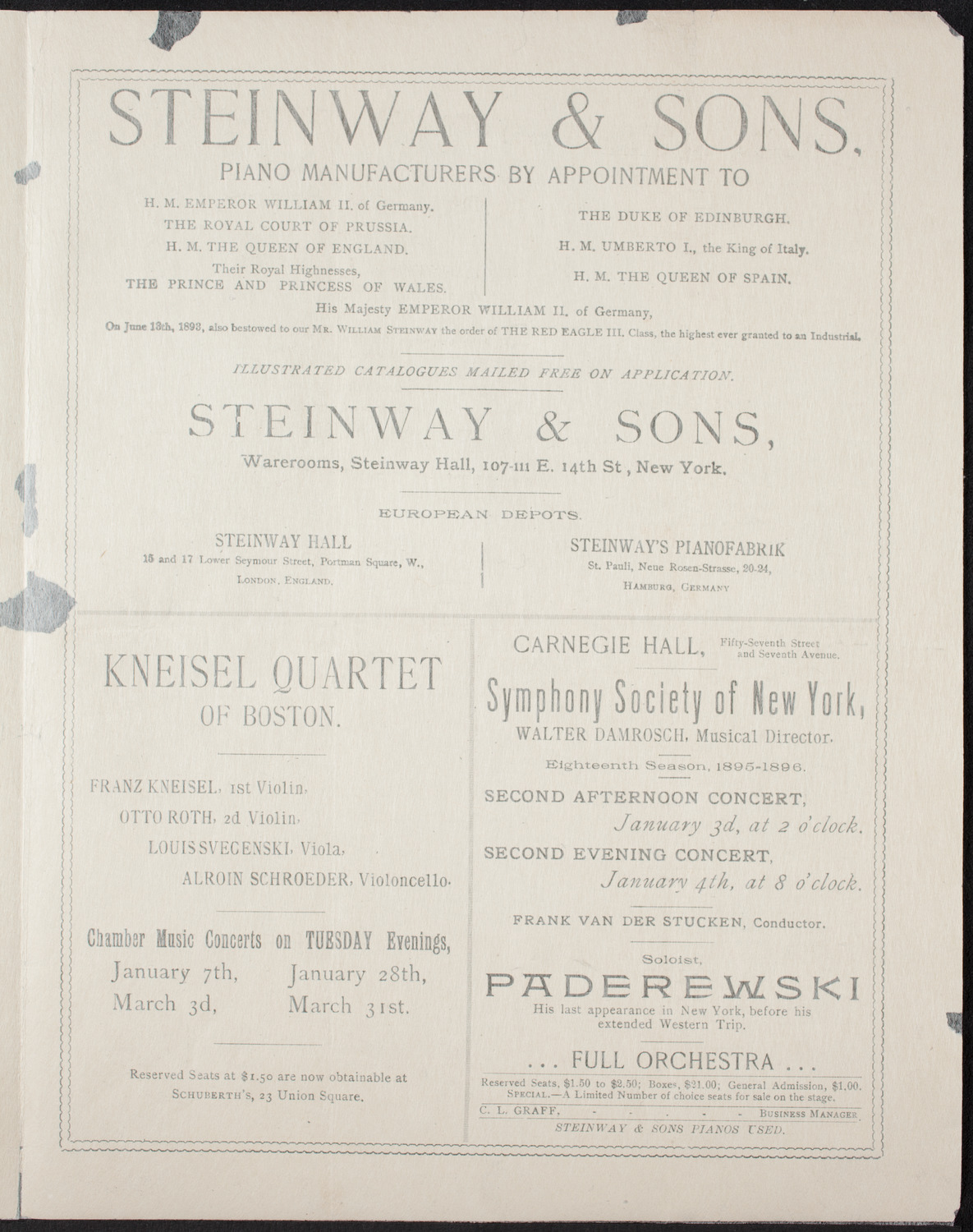New York Philharmonic, December 14, 1895, program page 3