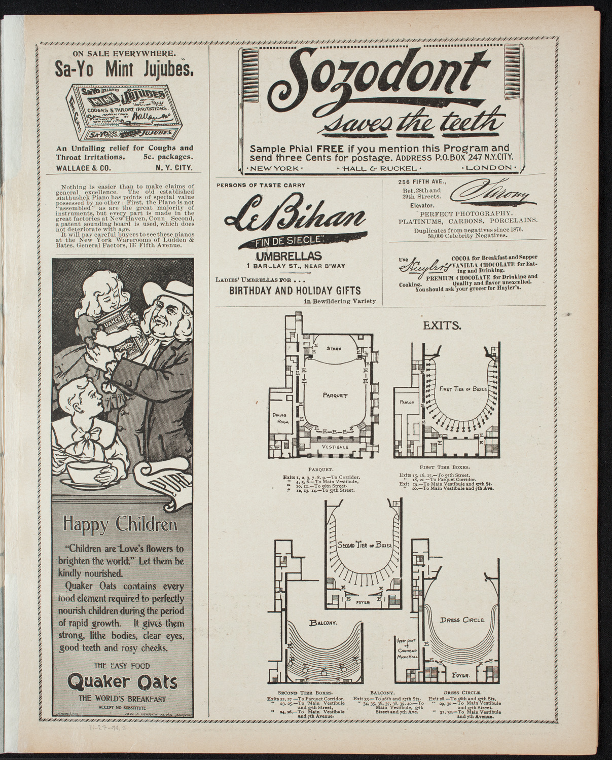 Paur Symphony Orchestra - Sunday Night Popular Concert, November 27, 1898, program page 3