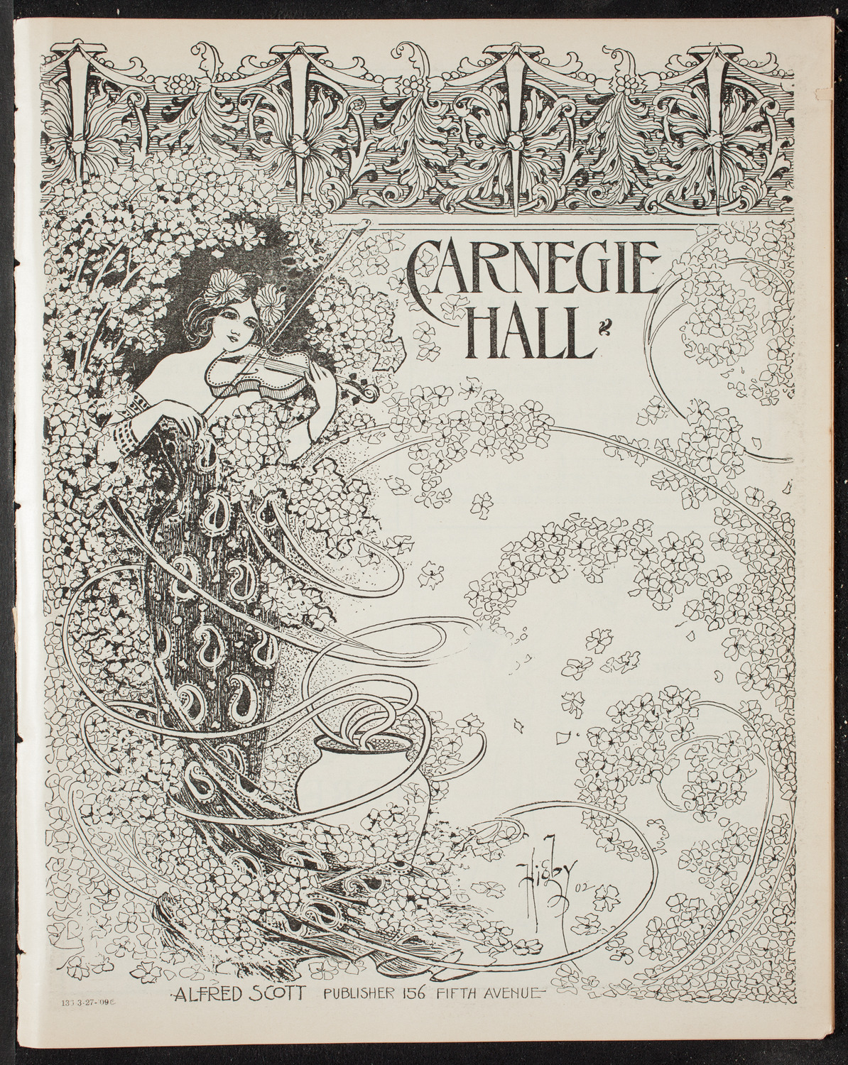 New York Philharmonic, March 27, 1909, program page 1