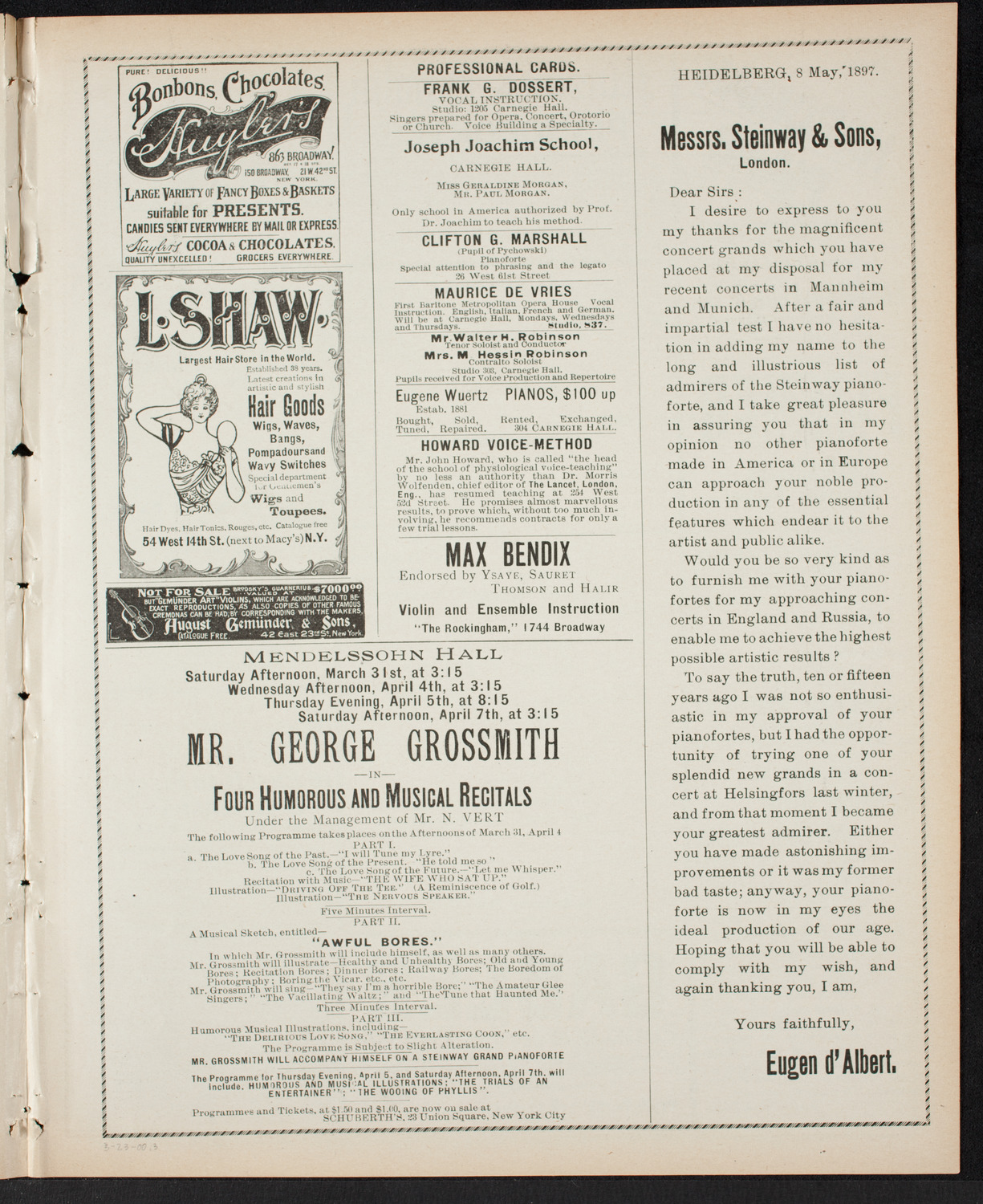 New York Philharmonic, March 23, 1900, program page 5