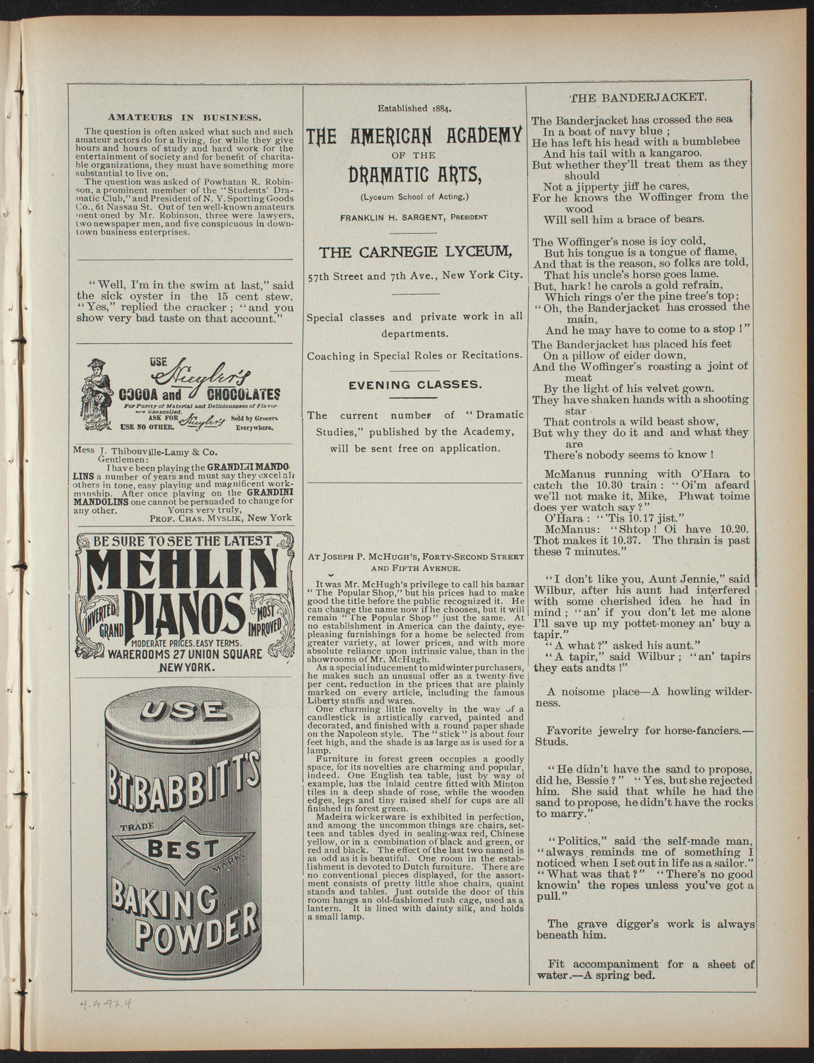 Anna Warren Story, April 9, 1897, program page 7