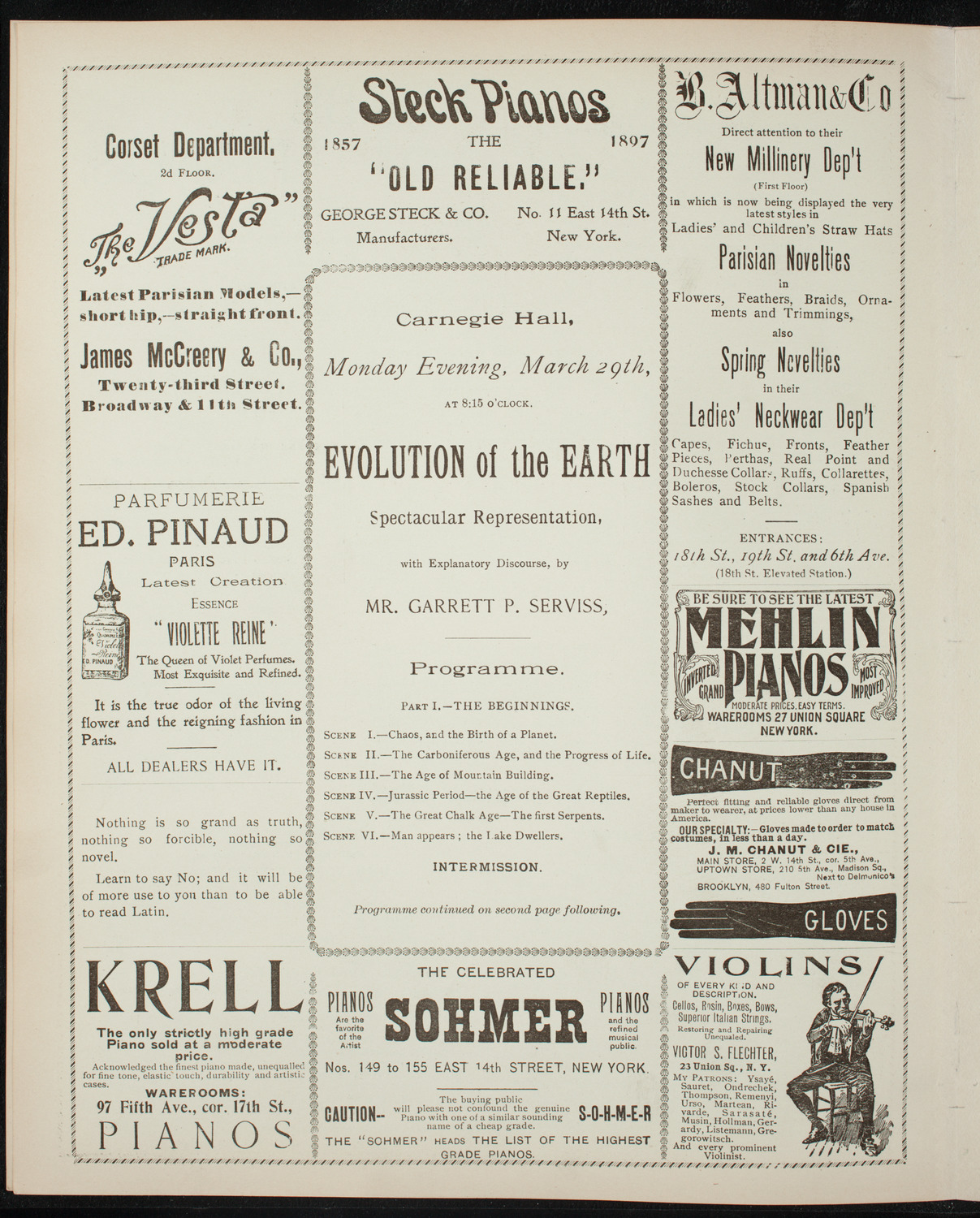 Illustrated Lecture: Evolution of the Earth, March 29, 1897, program page 4