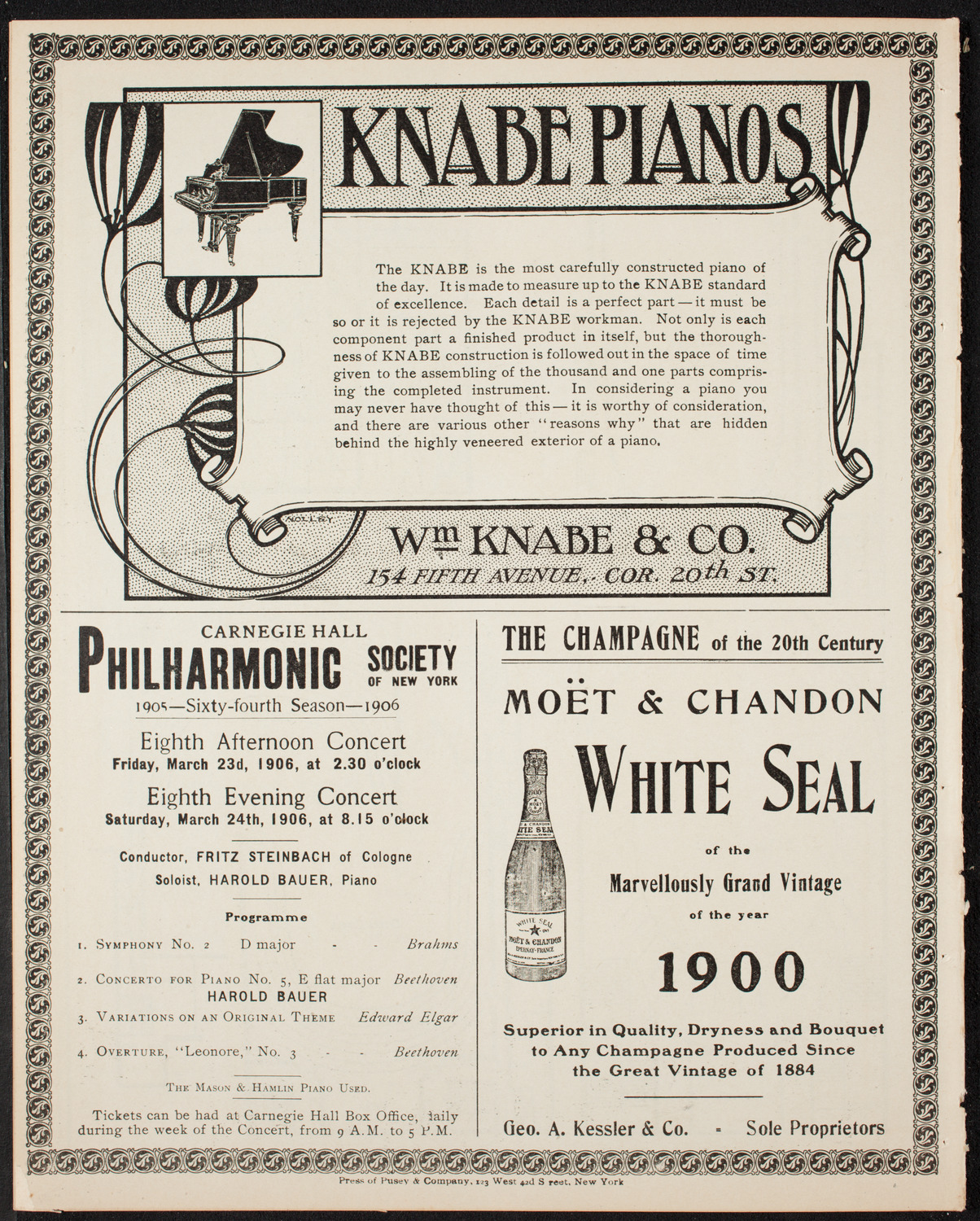 Henri Marteau, Jean Gerardy, and Anna Schelke with New York Symphony Orchestra, March 18, 1906, program page 12