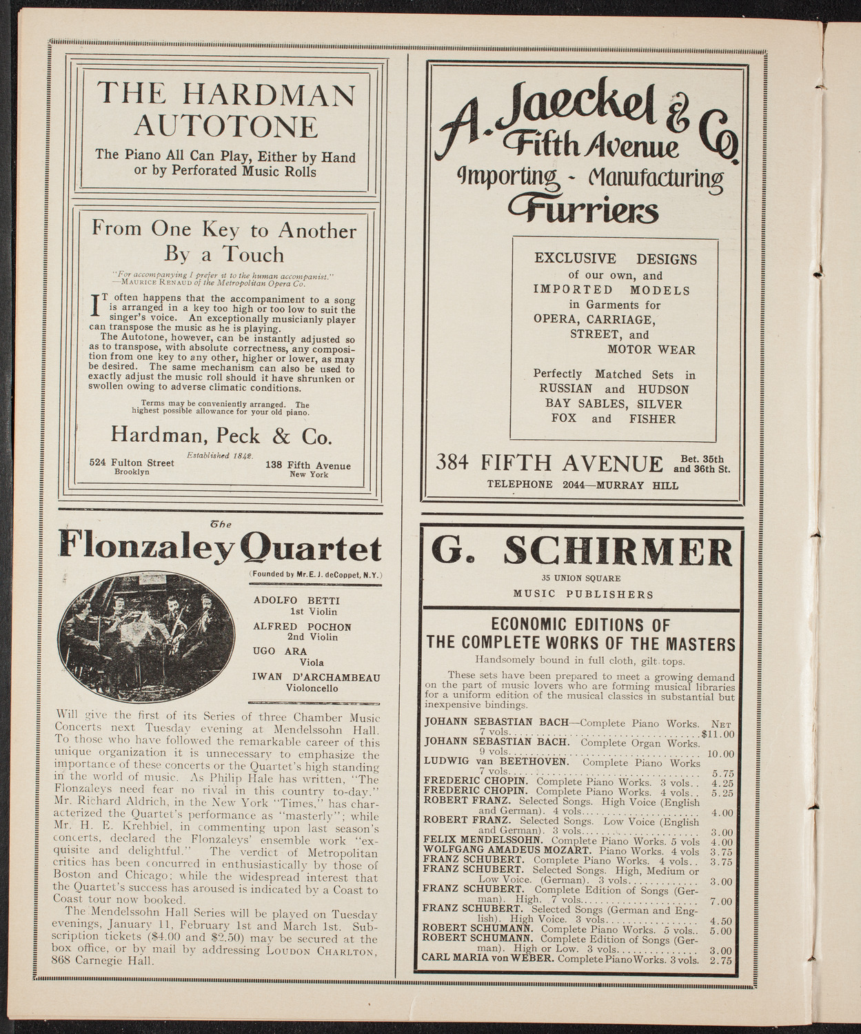 New York Philharmonic, January 6, 1910, program page 8
