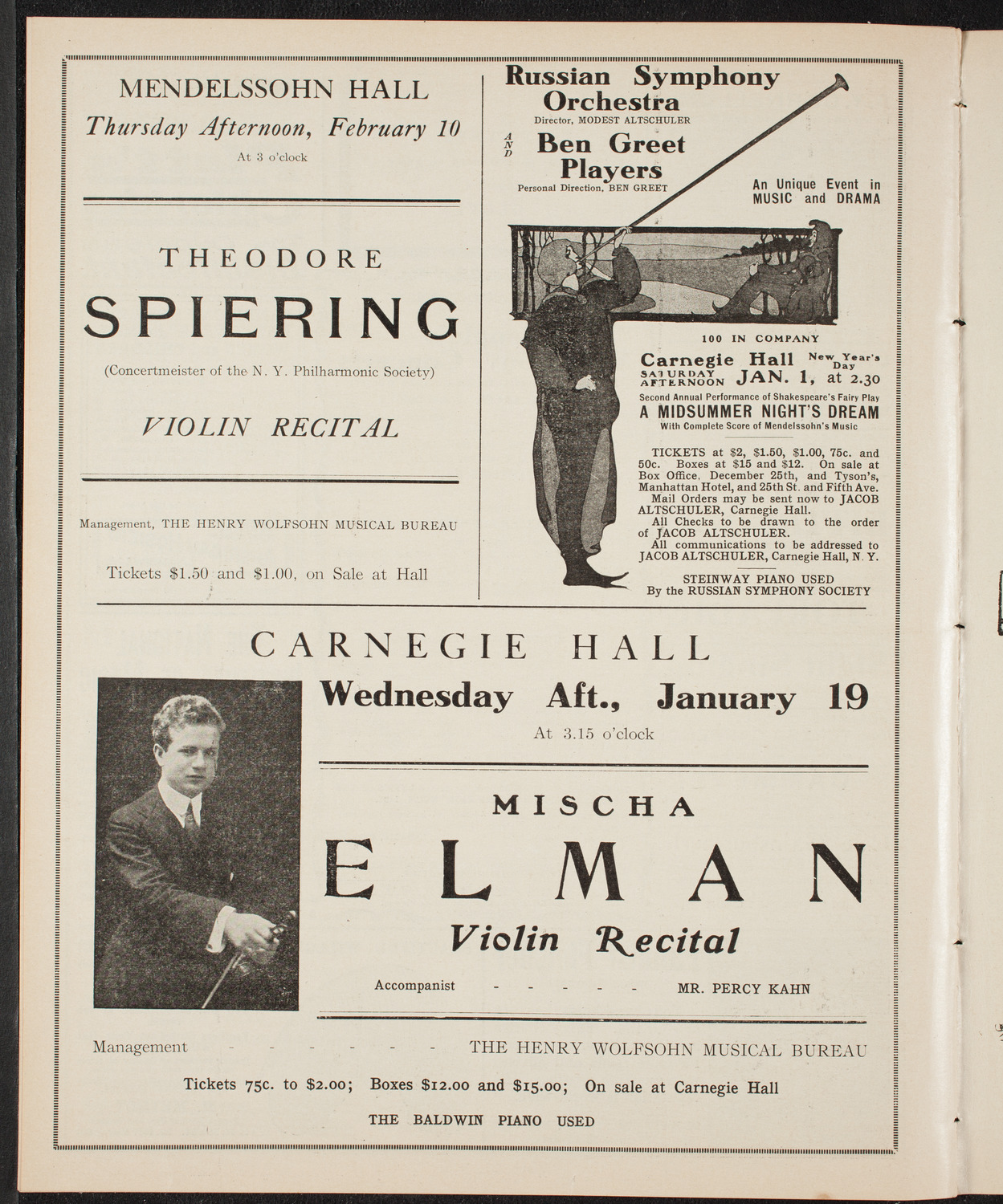 New York Philharmonic, December 31, 1909, program page 10