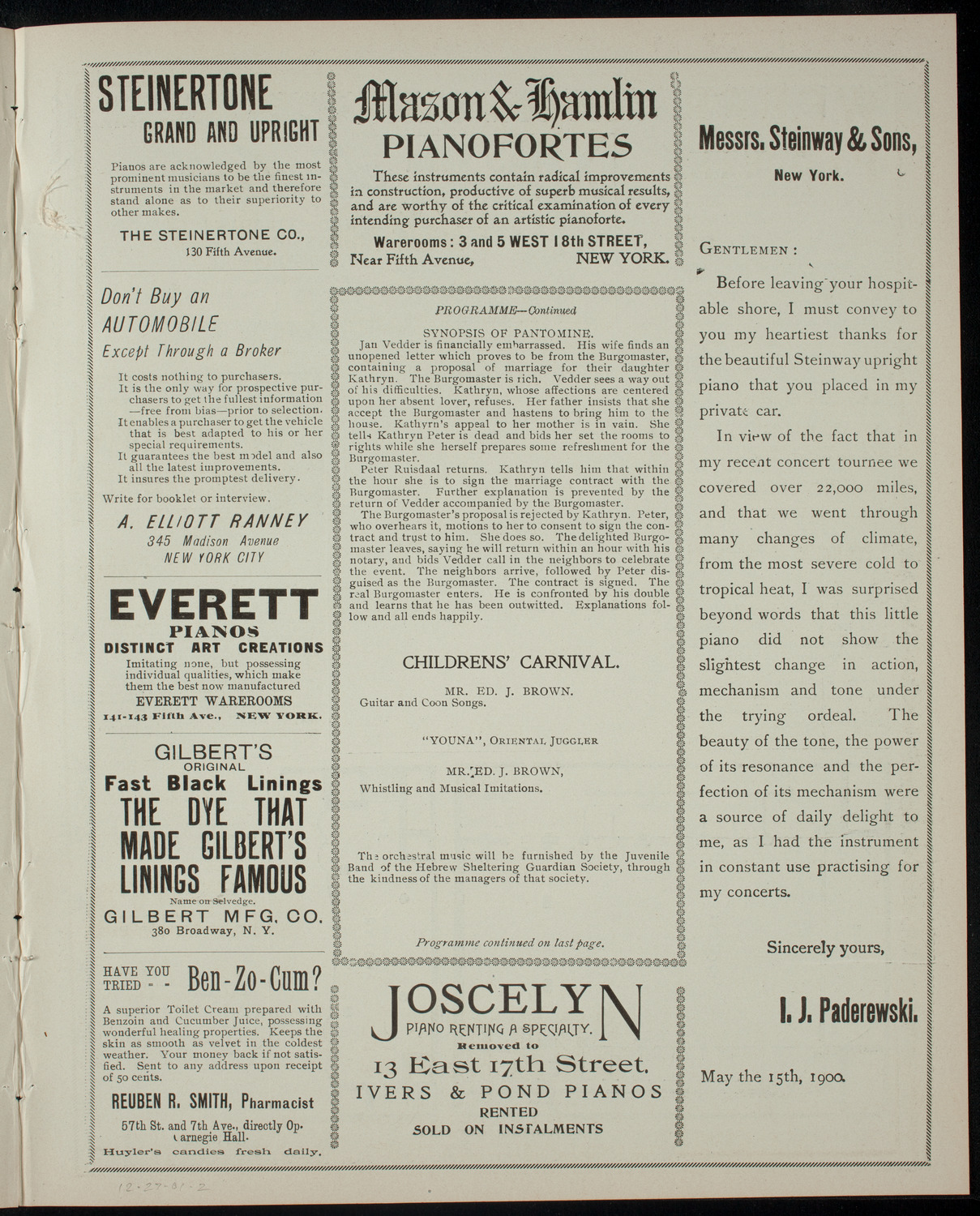 Entertainment for the Benefit of the Hebrew Technical School for Girls, December 27, 1901, program page 3