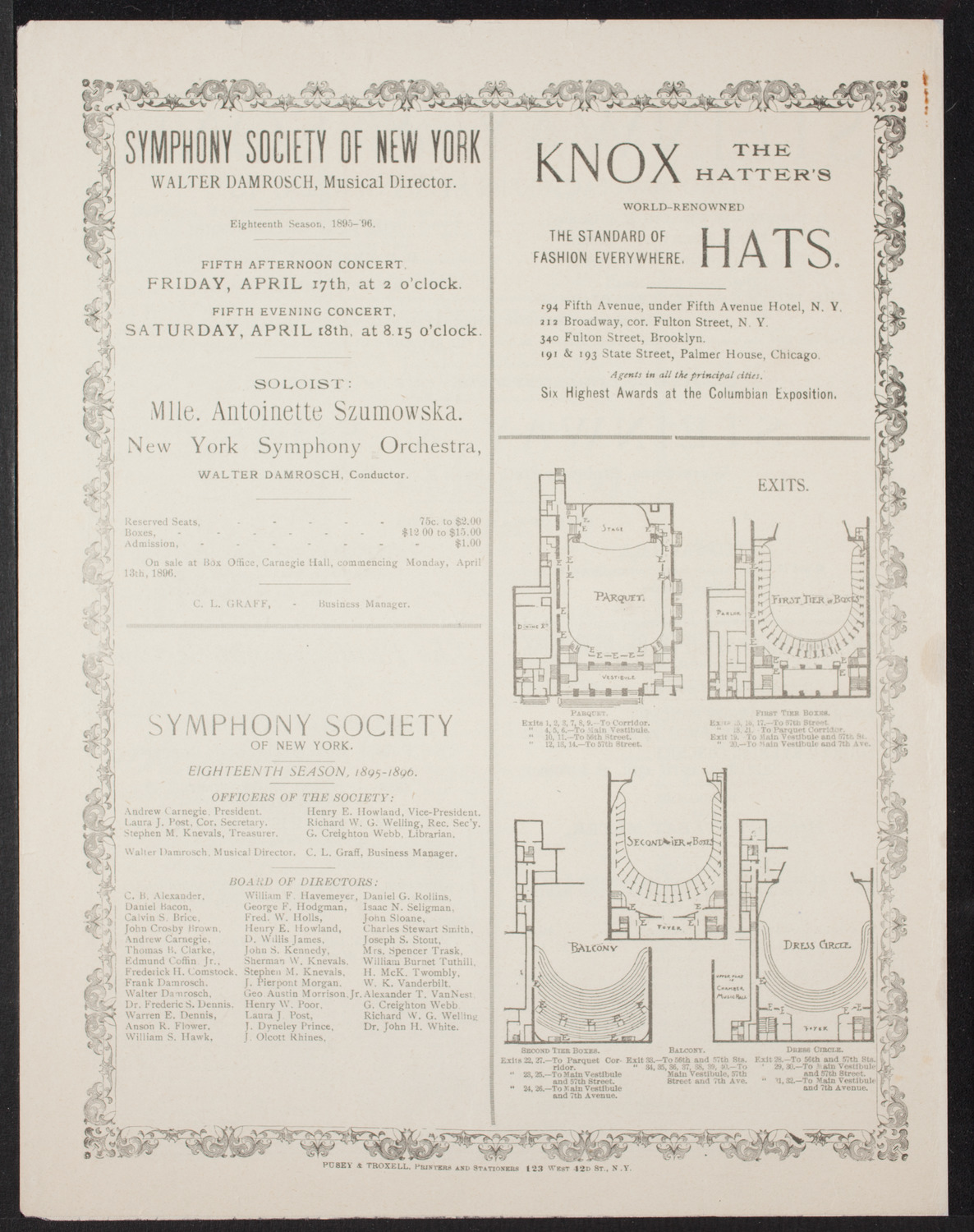 New York Philharmonic, April 11, 1896, program page 4