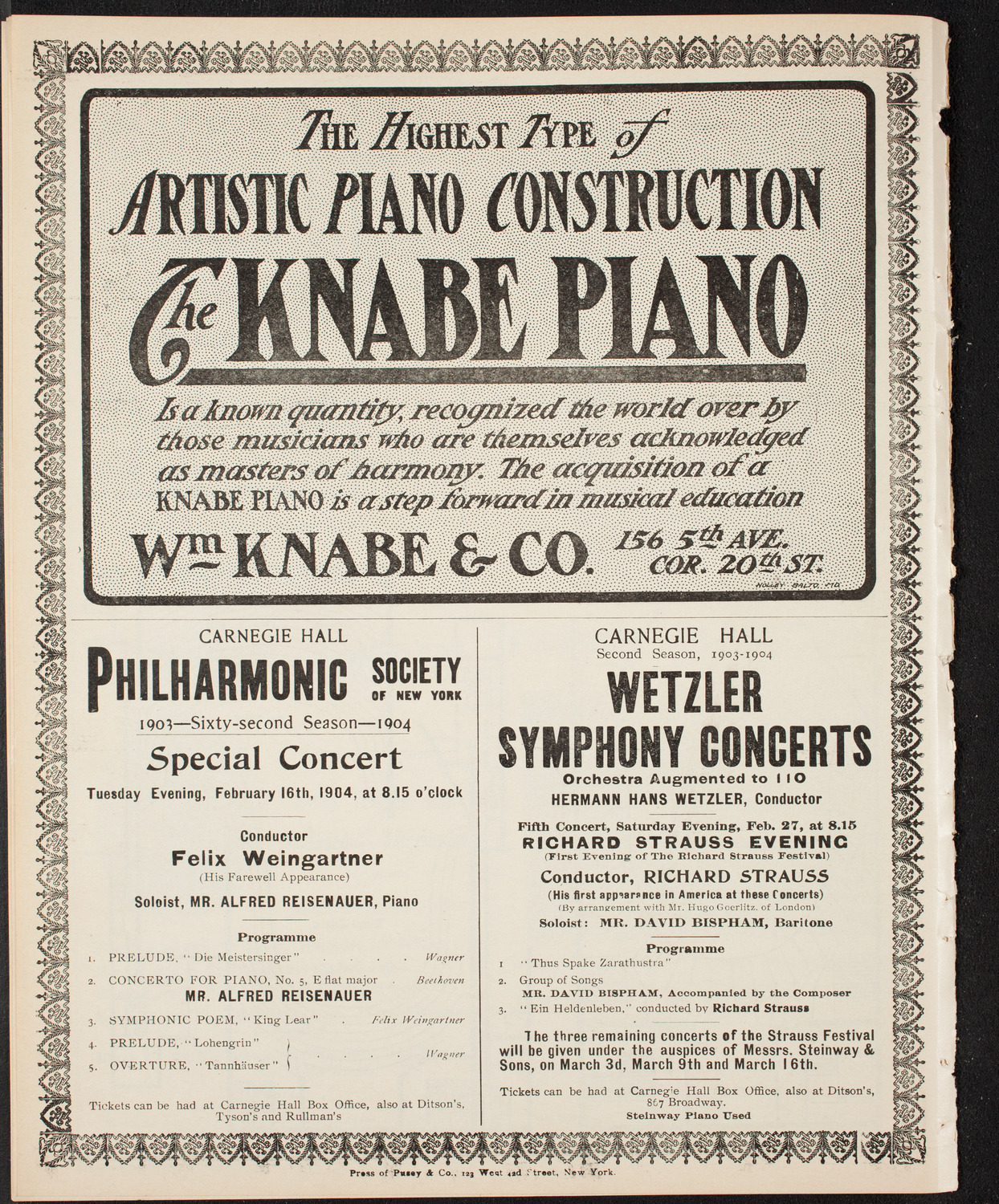Ferruccio Busoni, Piano, February 13, 1904, program page 12