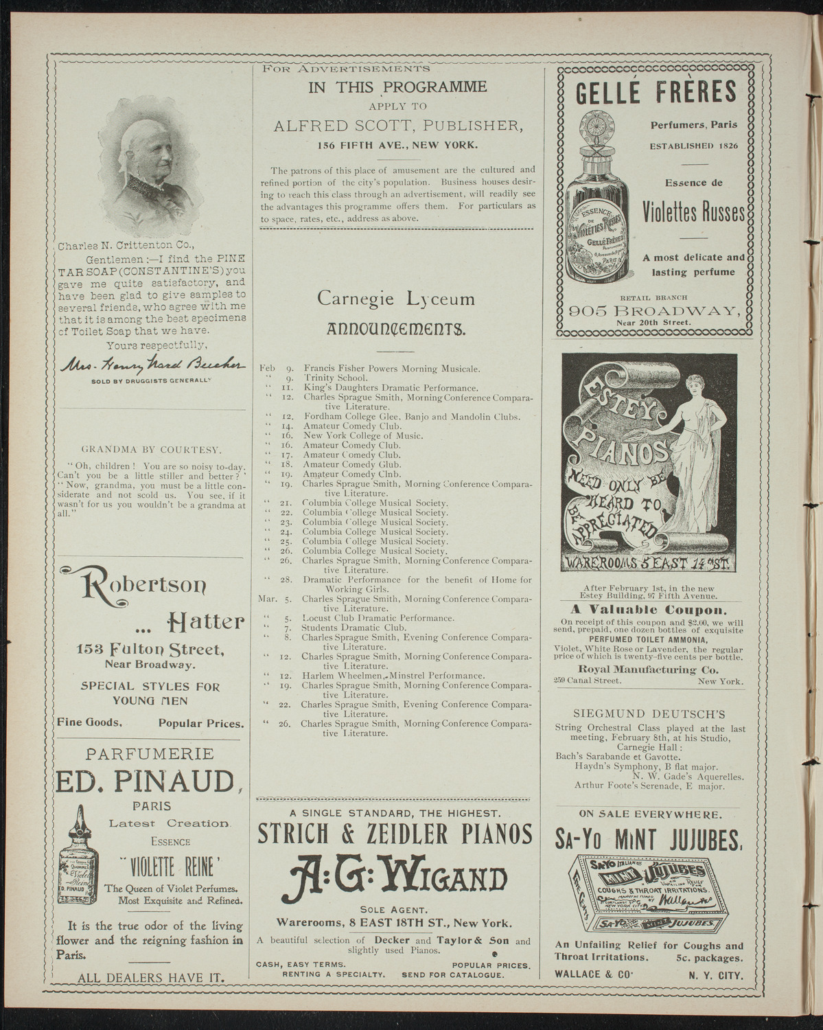 Comparative Literature Society Evening Conference, February 8, 1898, program page 2