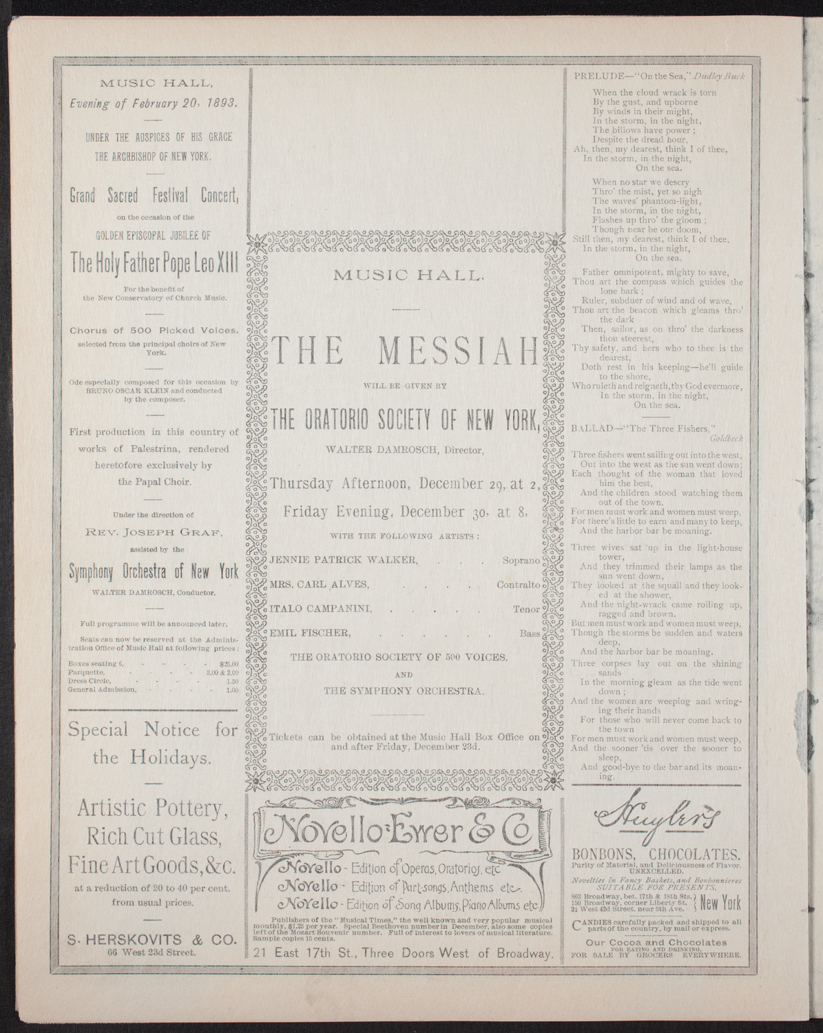 Music and Readings, December 15, 1892, program page 6