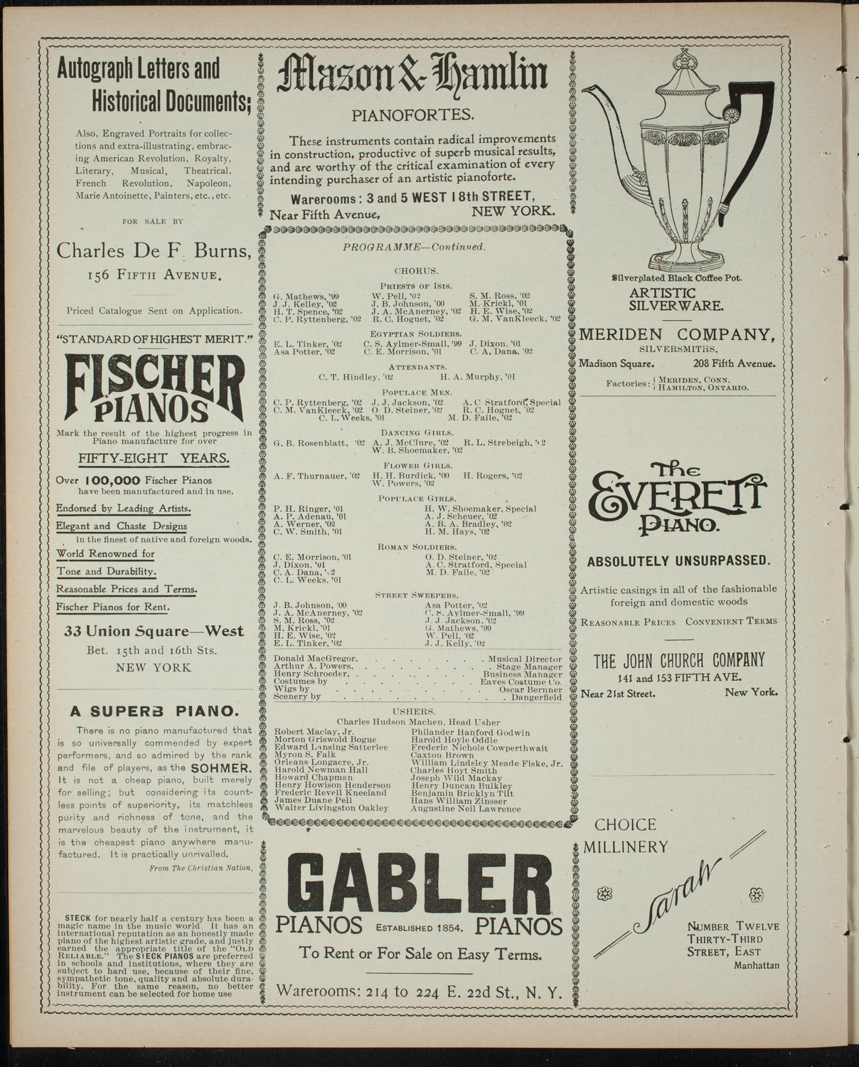 Columbia University Musical Society, February 28, 1899, program page 6