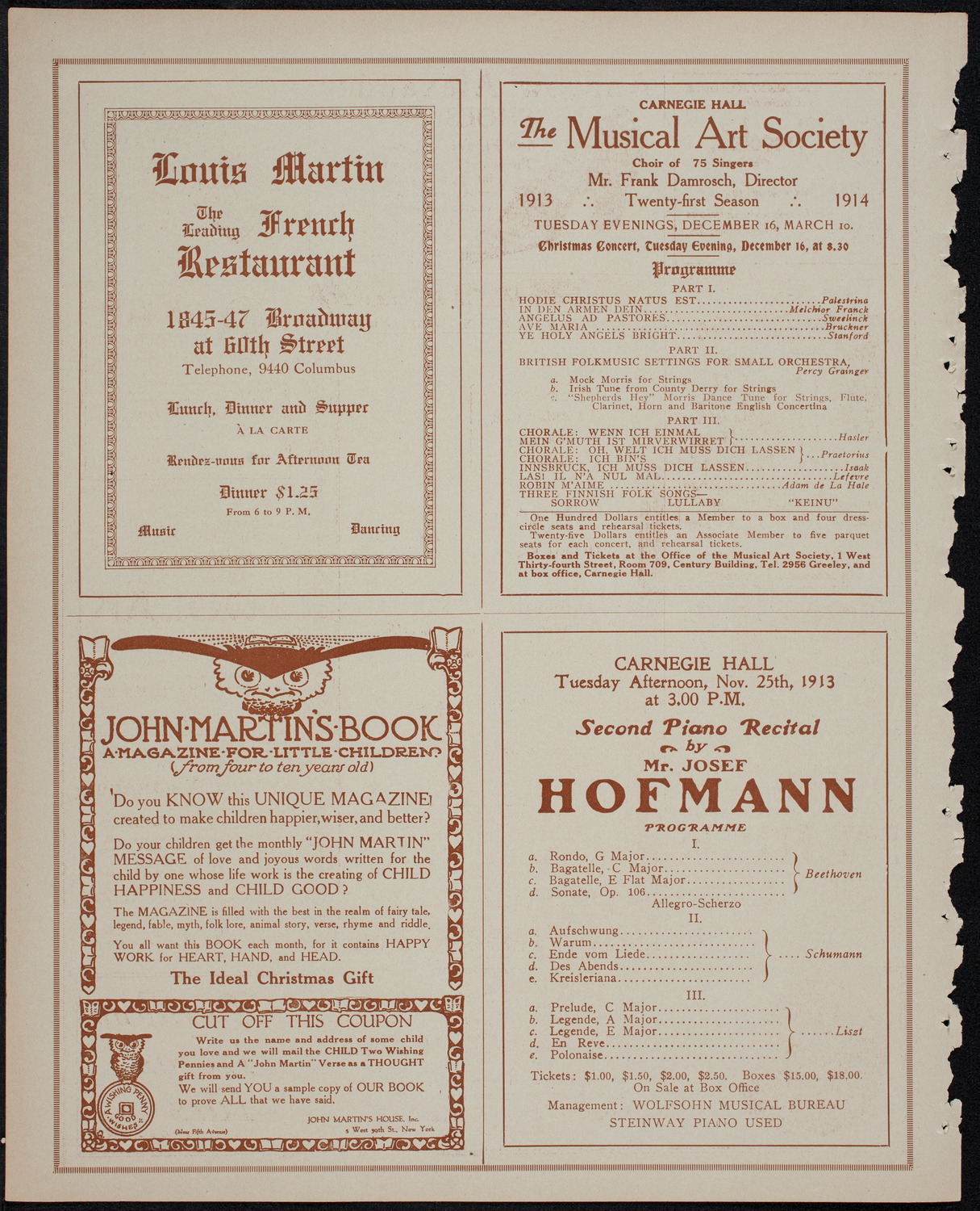 Ignacy Jan Paderewski, Piano, November 15, 1913, program page 8