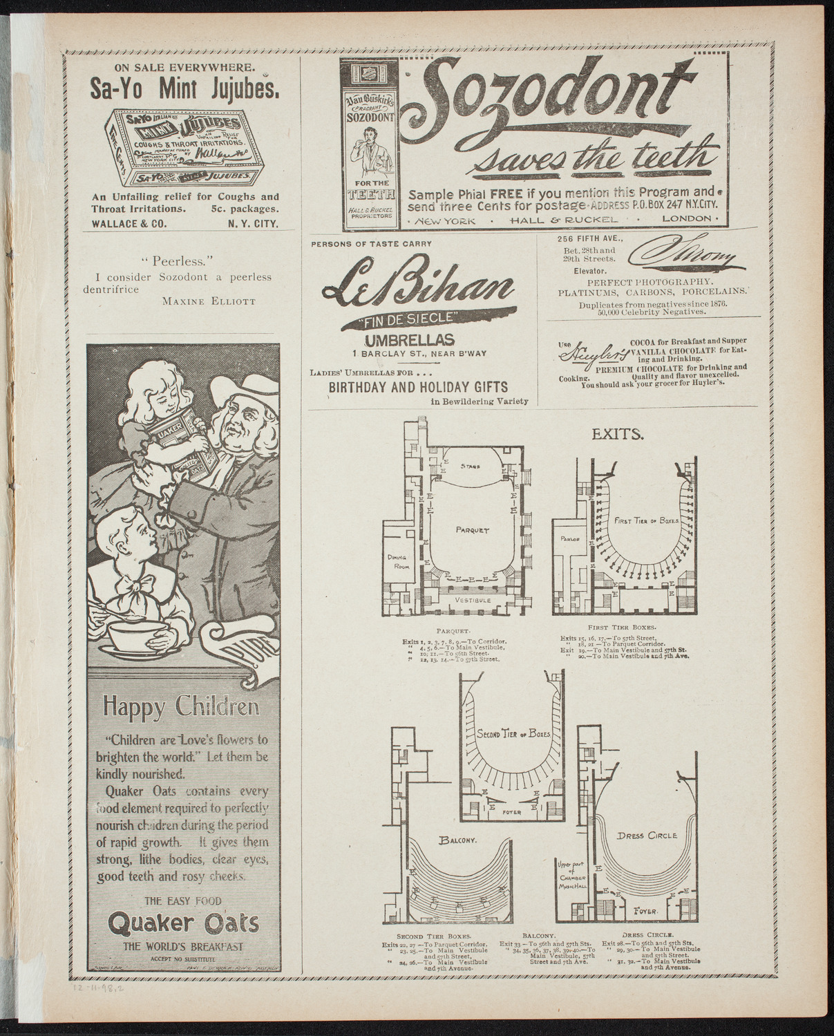 Paur Symphony Orchestra - Sunday Night Popular Concert, December 11, 1898, program page 3