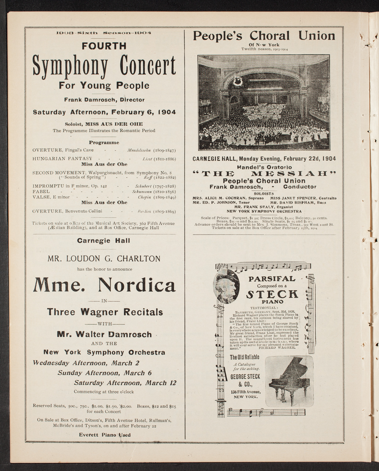 Ernestine Schumann-Heink, Mezzo-Soprano, February 5, 1904, program page 8