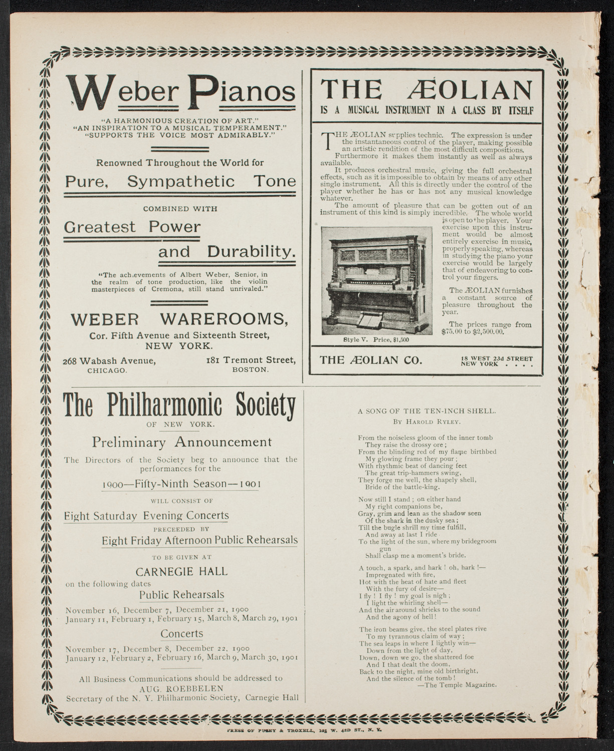 Cornell University Medical College Graduation, June 6, 1900, program page 8