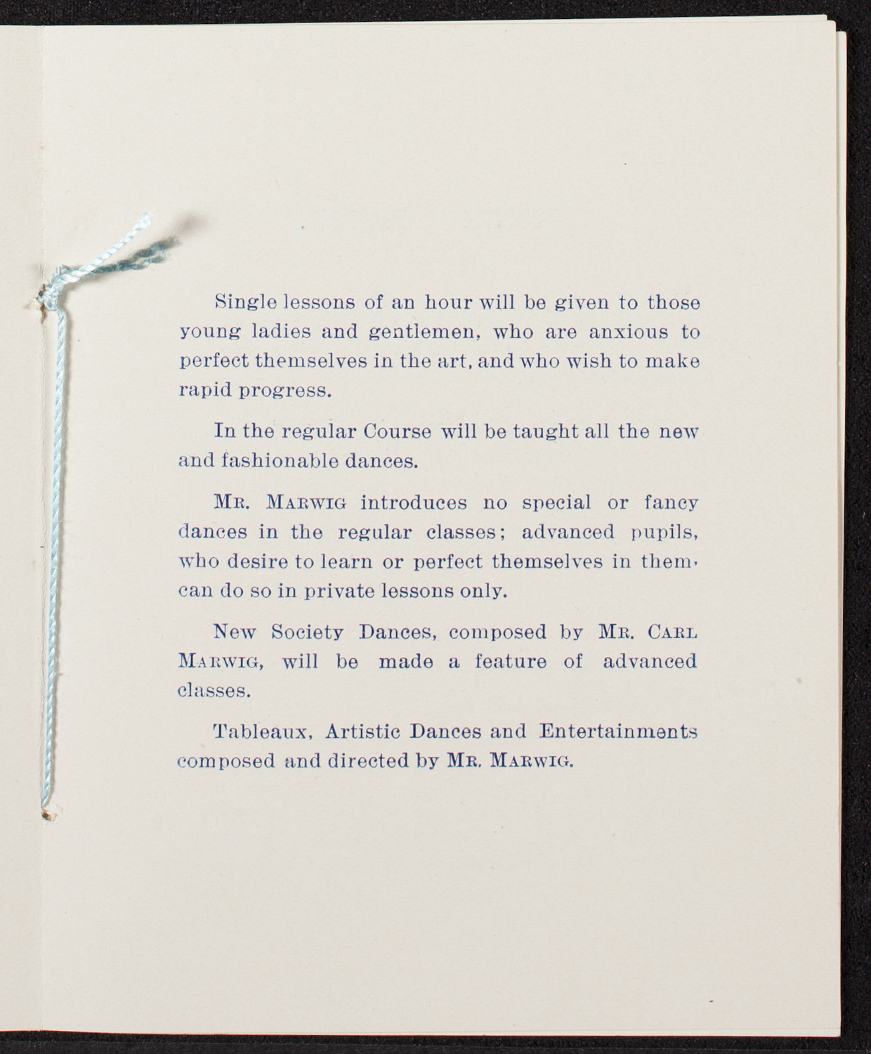 Students of Carl Marwig, October 17, 1891, program page 8