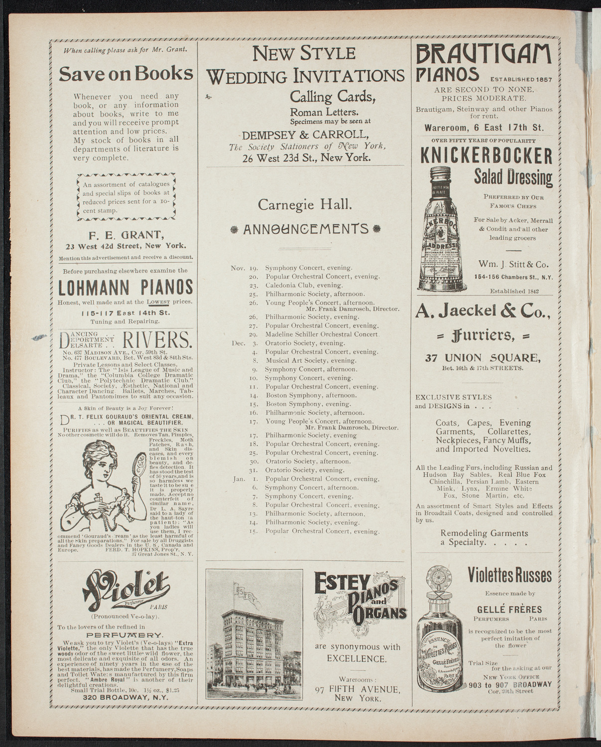 Moriz Rosenthal, Piano, November 19, 1898, program page 2