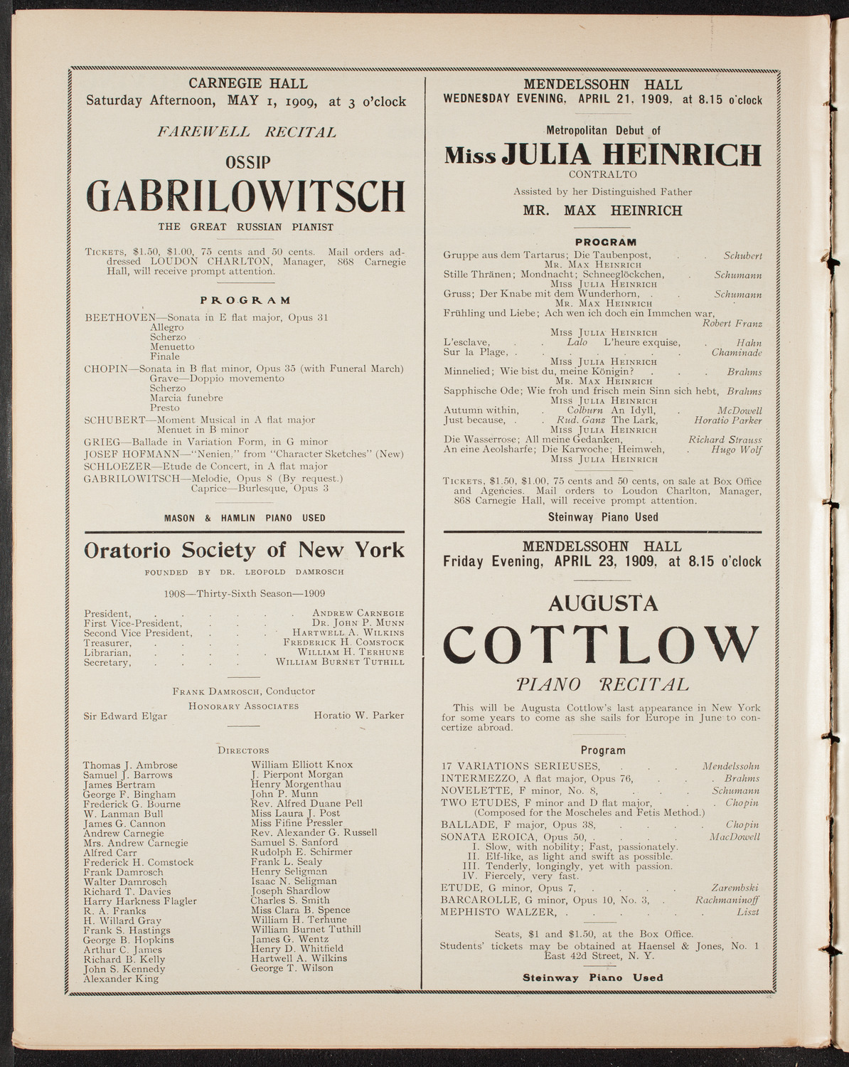 Gaelic Society: Feis Ceoil Agus Seanachas, April 18, 1909, program page 10