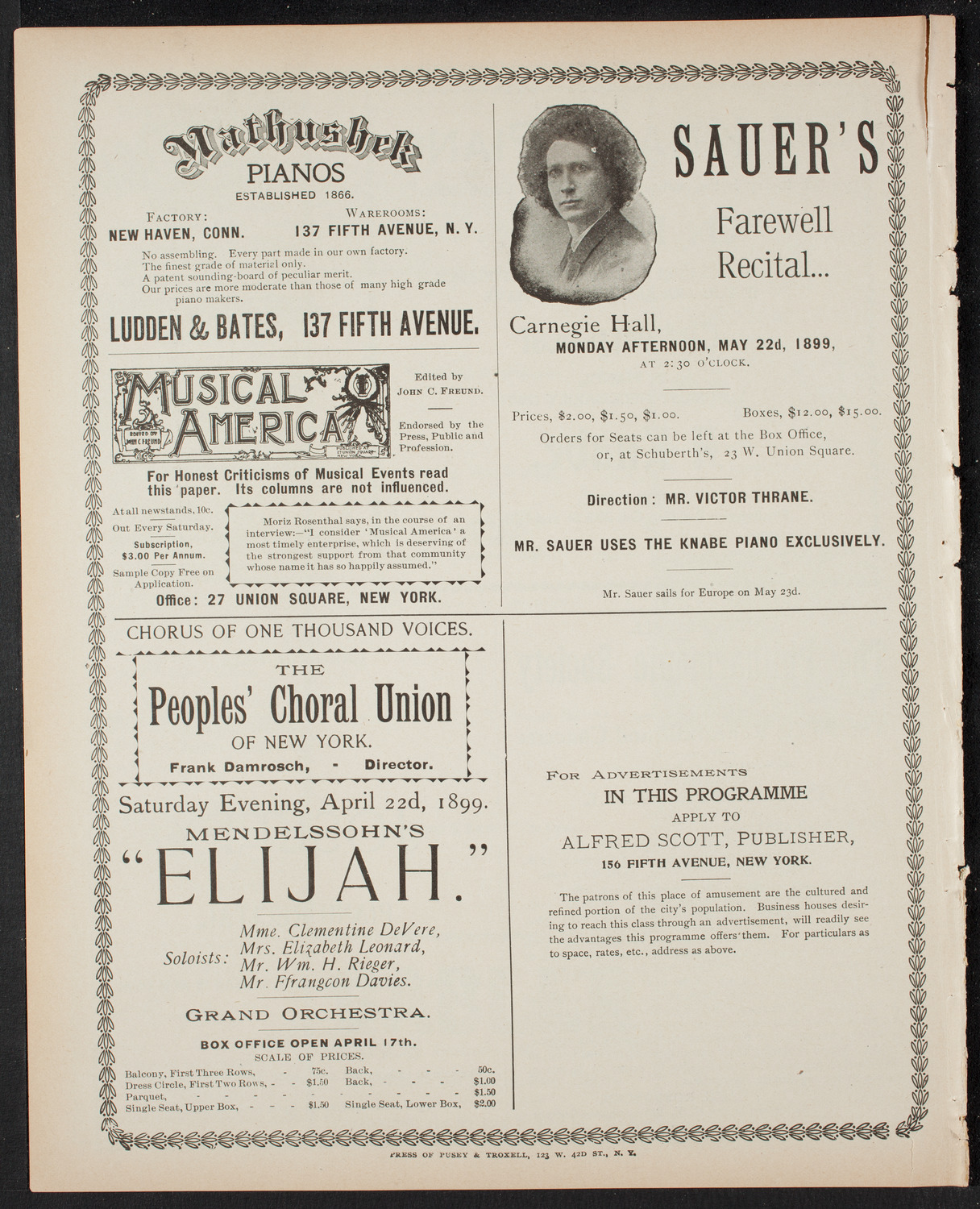 Lilli Lehmann, Soprano, with Orchestra, April 22, 1899, program page 8