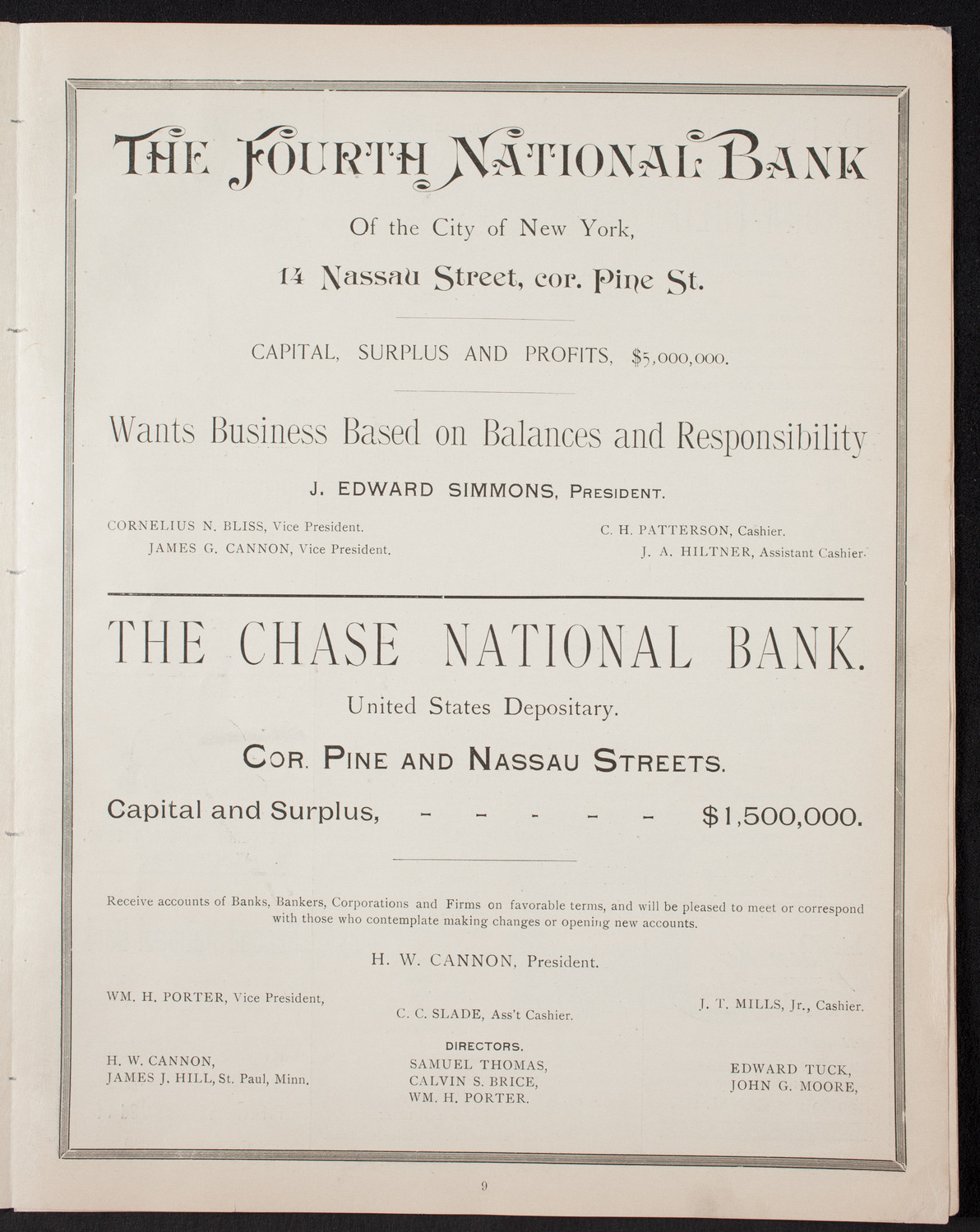 New York Banks' Glee Club, December 14, 1892, program page 9
