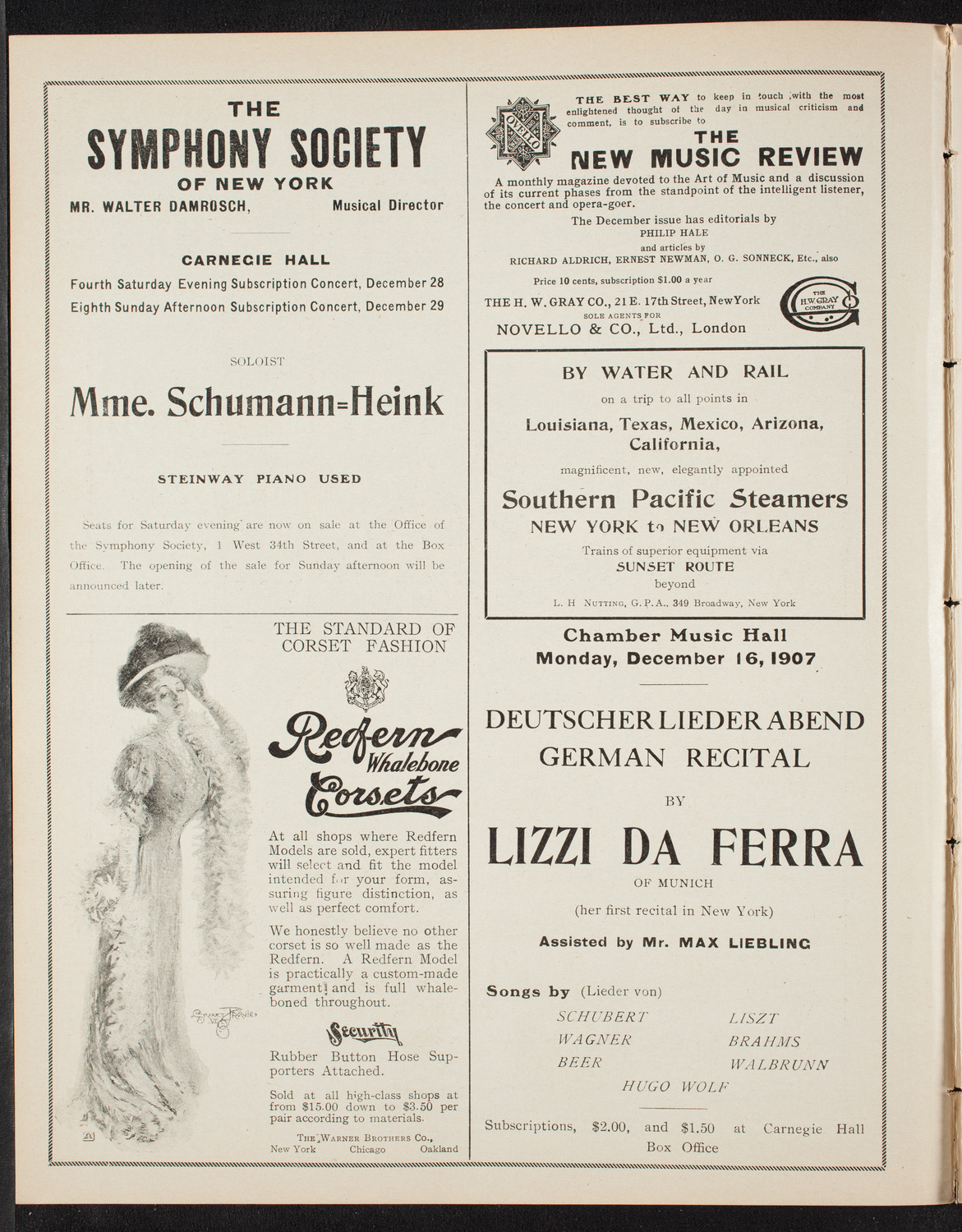 New York Philharmonic, December 14, 1907, program page 2