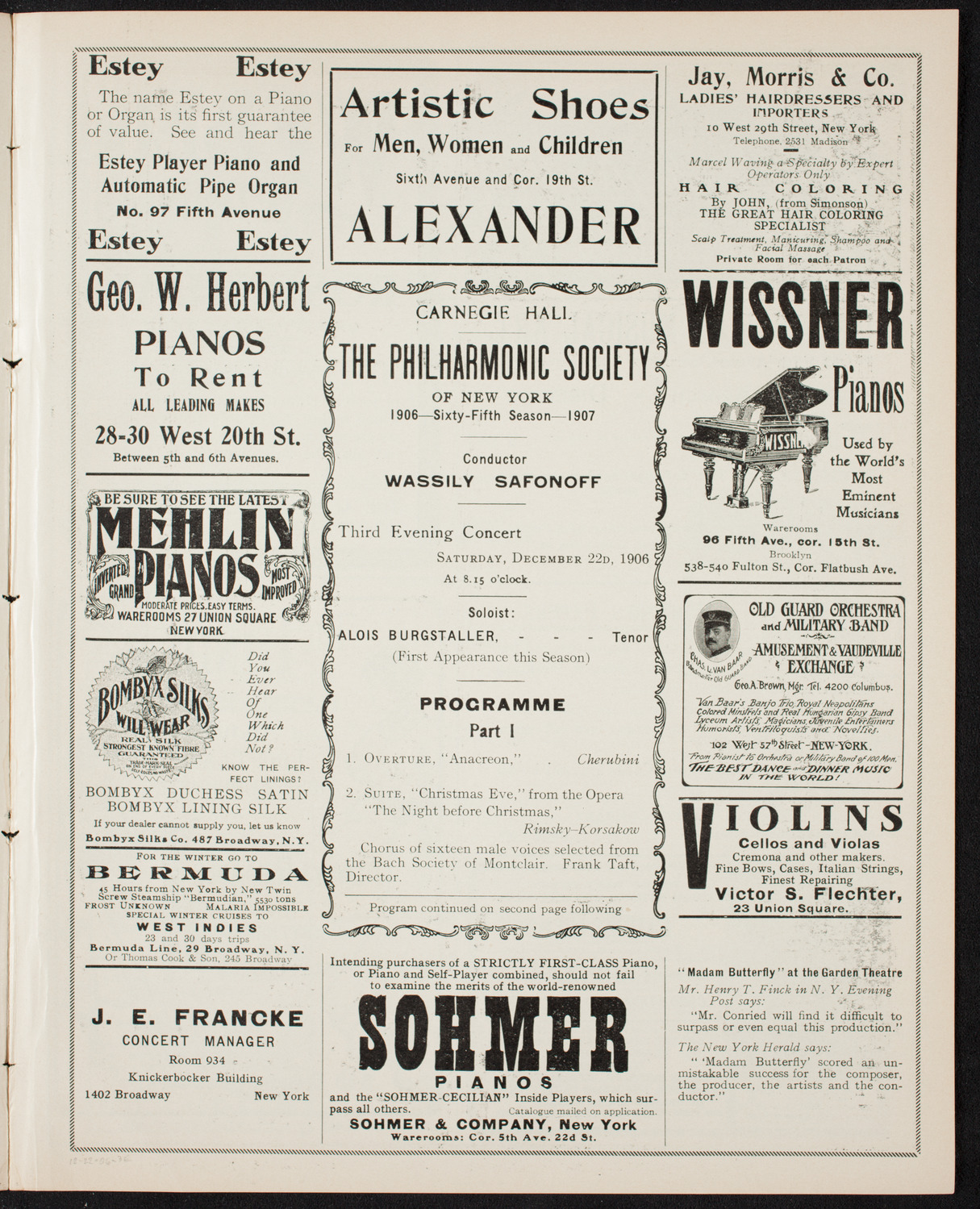 New York Philharmonic, December 22, 1906, program page 5