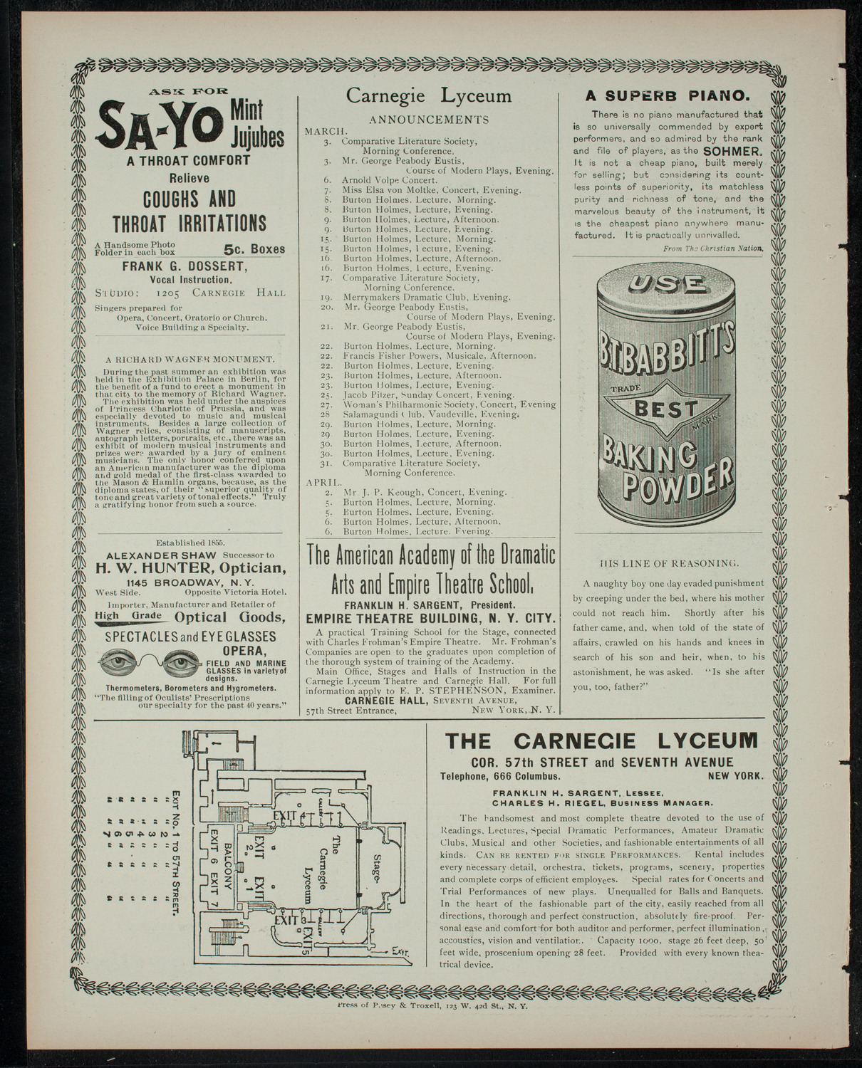 George Peabody Eustis: A Course of Modern Plays, March 2, 1900, program page 4