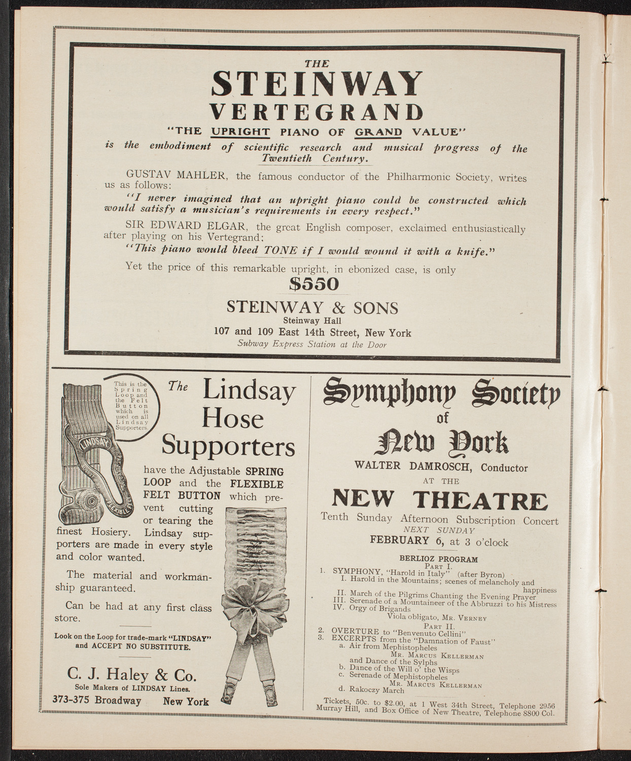 New York Philharmonic, February 4, 1910, program page 4